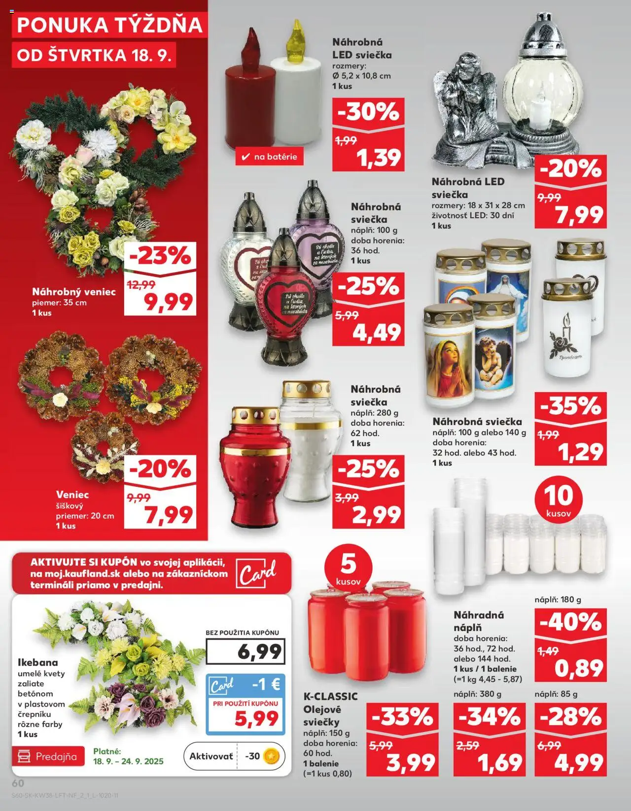 Náhľad Kaufland letáku platného od 18.09.2025 - Kvety, Sviečky, Led