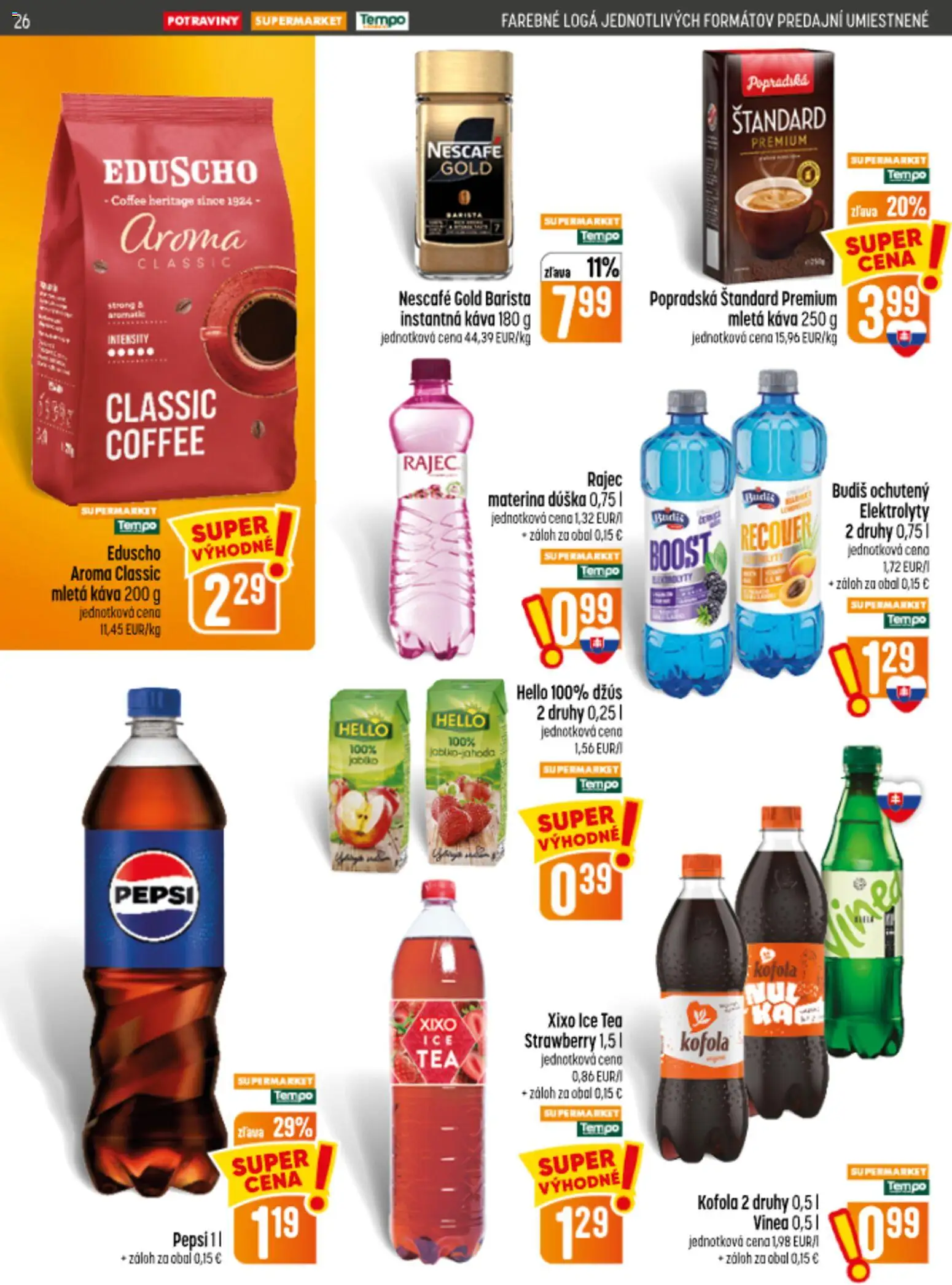 Náhľad COOP Jednota letáku platného od 10.09.2026 - Káva, Budiš, Vinea, Džús, Barista, Instantná káva, Nescafé Gold, Mletá káva