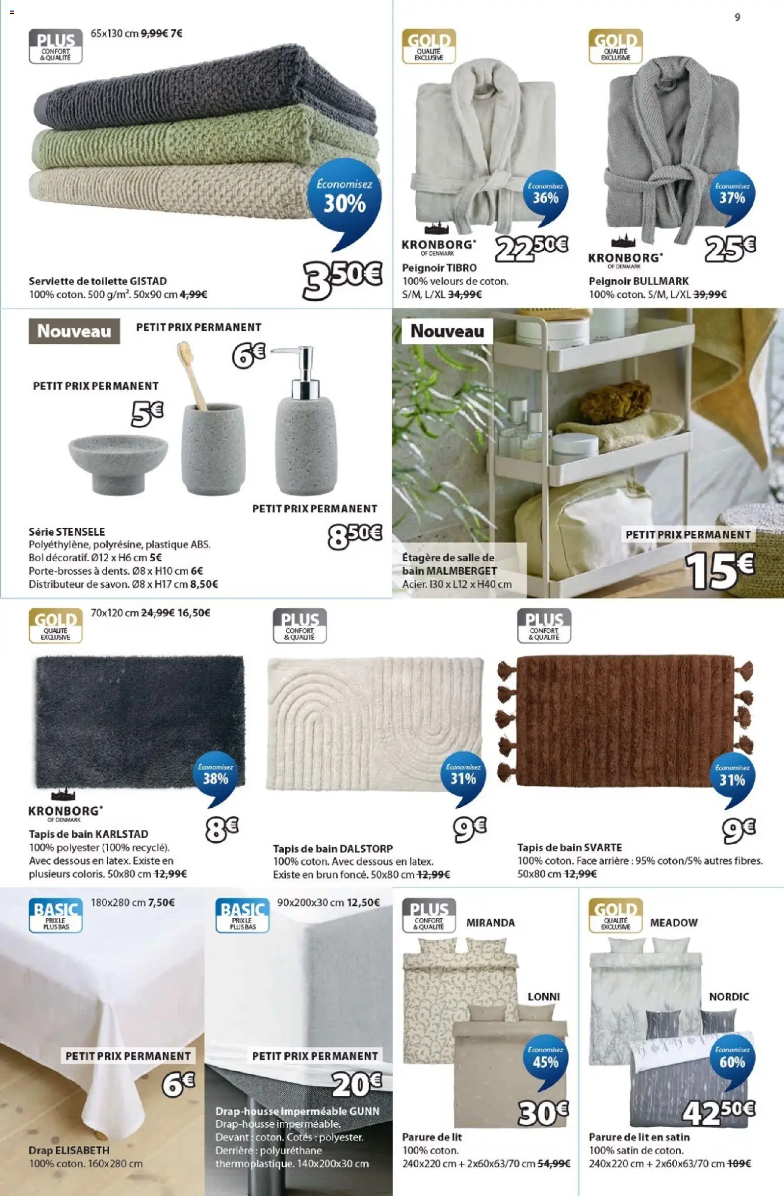 Prévisualisation de Jysk Offres du magasin Jysk formulaire valide 01/09/2026 - Distributeur, Lit, Tapis, Bol, Peignoir, Étagère, Tapis de bain, Serviette de toilette