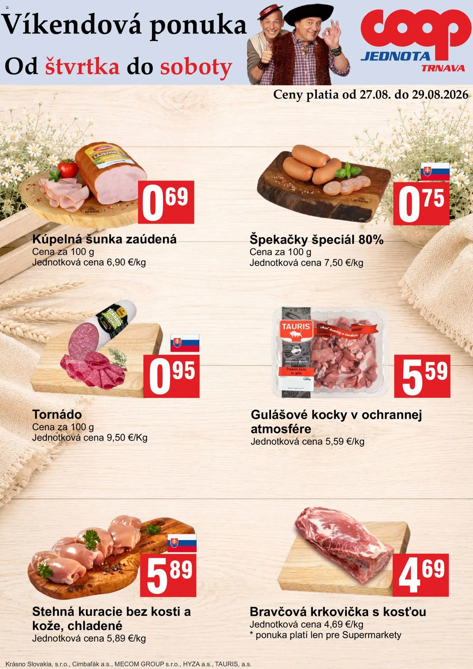 Náhľad COOP Jednota letáku platného od 27.08.2026