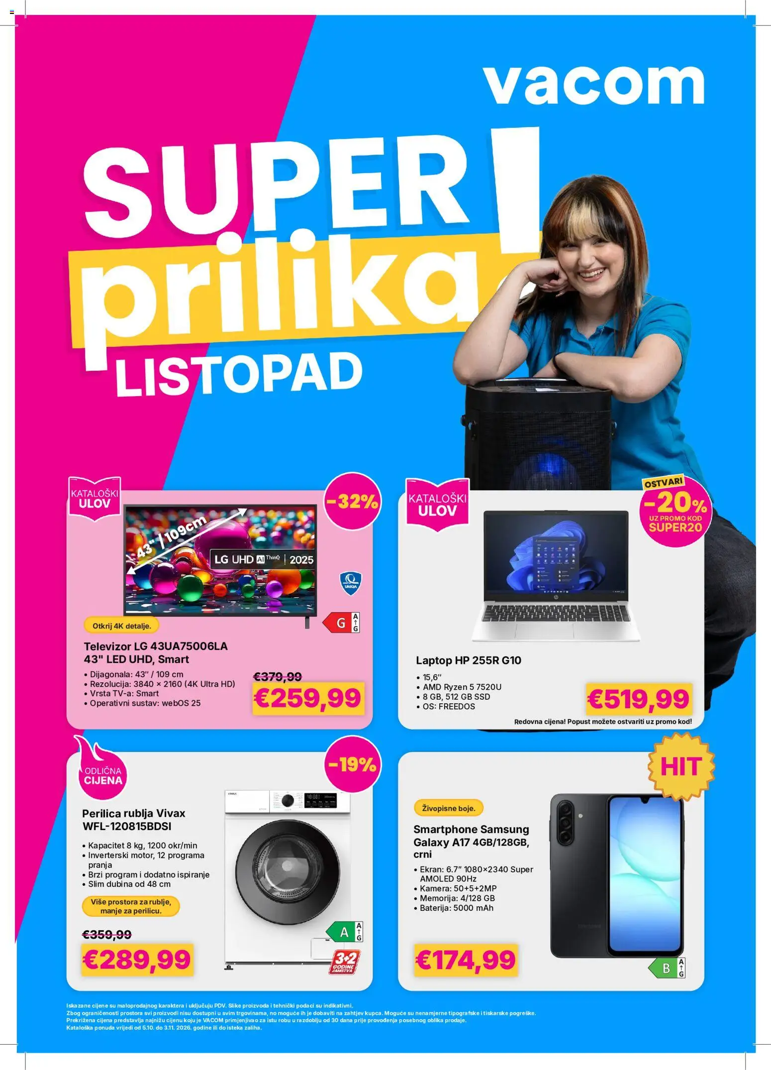 Pregled letka Katalog Vacom trgovine Vacom vrijedi od 05.10.2026 - Perilica rublja, Led, Baterija, Smartphone, Televizor