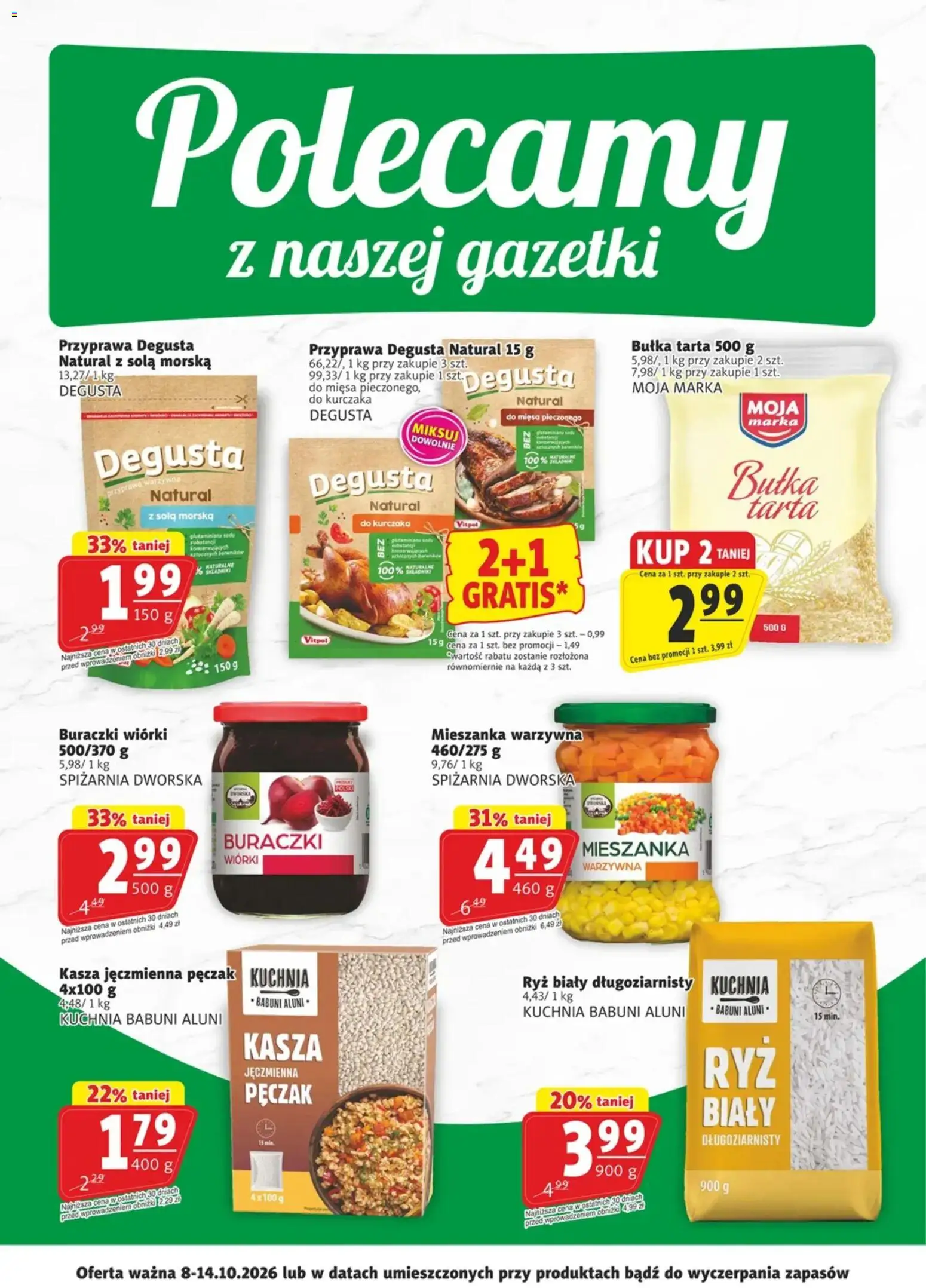 Pogląd gazetki "Prim Market promocje - Primcard" ze sklepu Prim Market ważnej od 08.10.2026 - Bułka, Kasza jęczmienna, Ryż, Kasza, Bułka tarta, Ryż biały, Mieszanka warzywna
