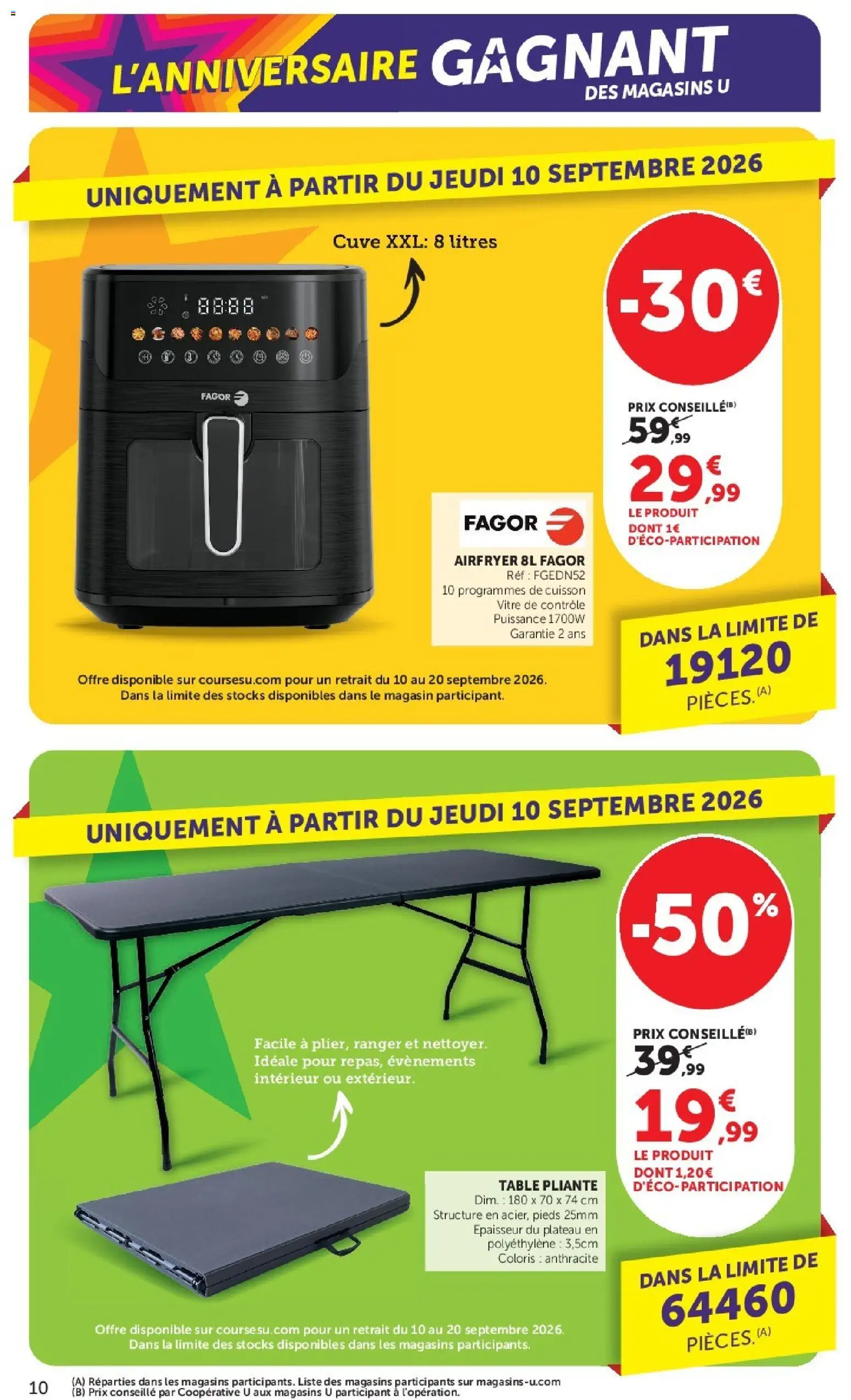 Prévisualisation de Super U catalogue du magasin Super U formulaire valide 08/09/2026 - Table pliante, Table, Plateau