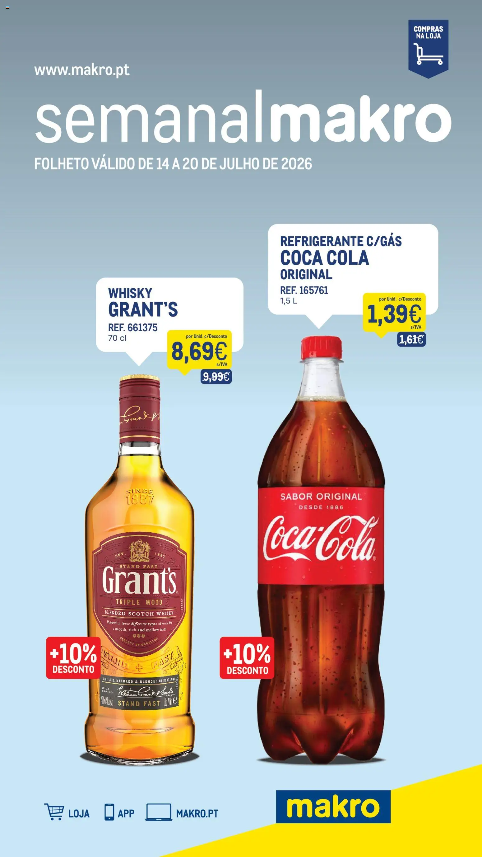 Pré-visualização do folheto da loja Makro válida a partir de 14/07/2026 - Whisky, Refrigerante
