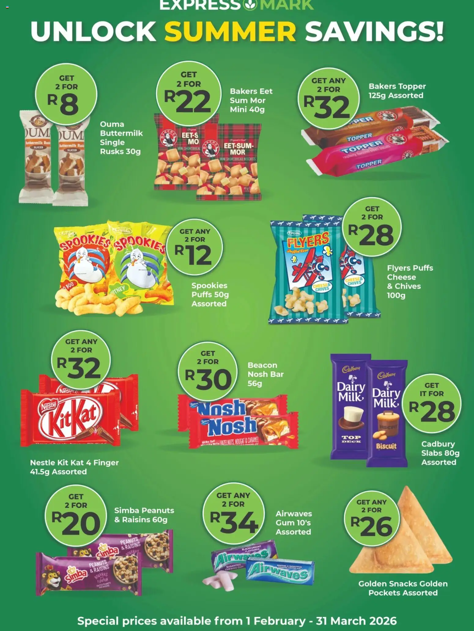 Preview of Agrimark flyer valid from 01/02/2026 - Cheese, Biscuits, Snacks, Cream, Peanuts, Caramel, Rusks, Raisins
