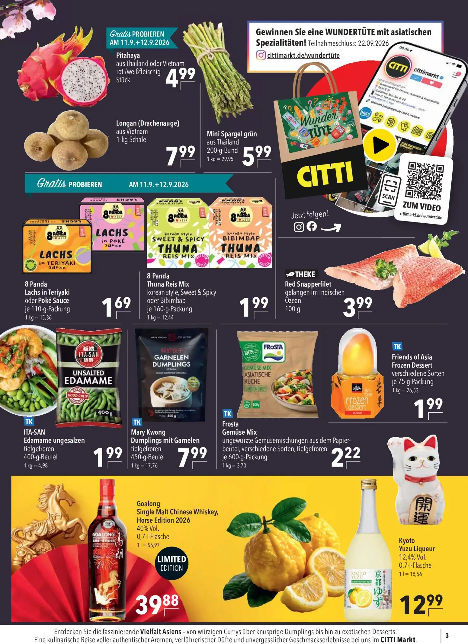 Vorschau von dem Prospekt des Geschäftes CITTI Markt, gültig ab dem 09.09.2026 - Video, Küche, Gemüse, Garnelen, Lachs, Reis, Frosta, Spezialitäten