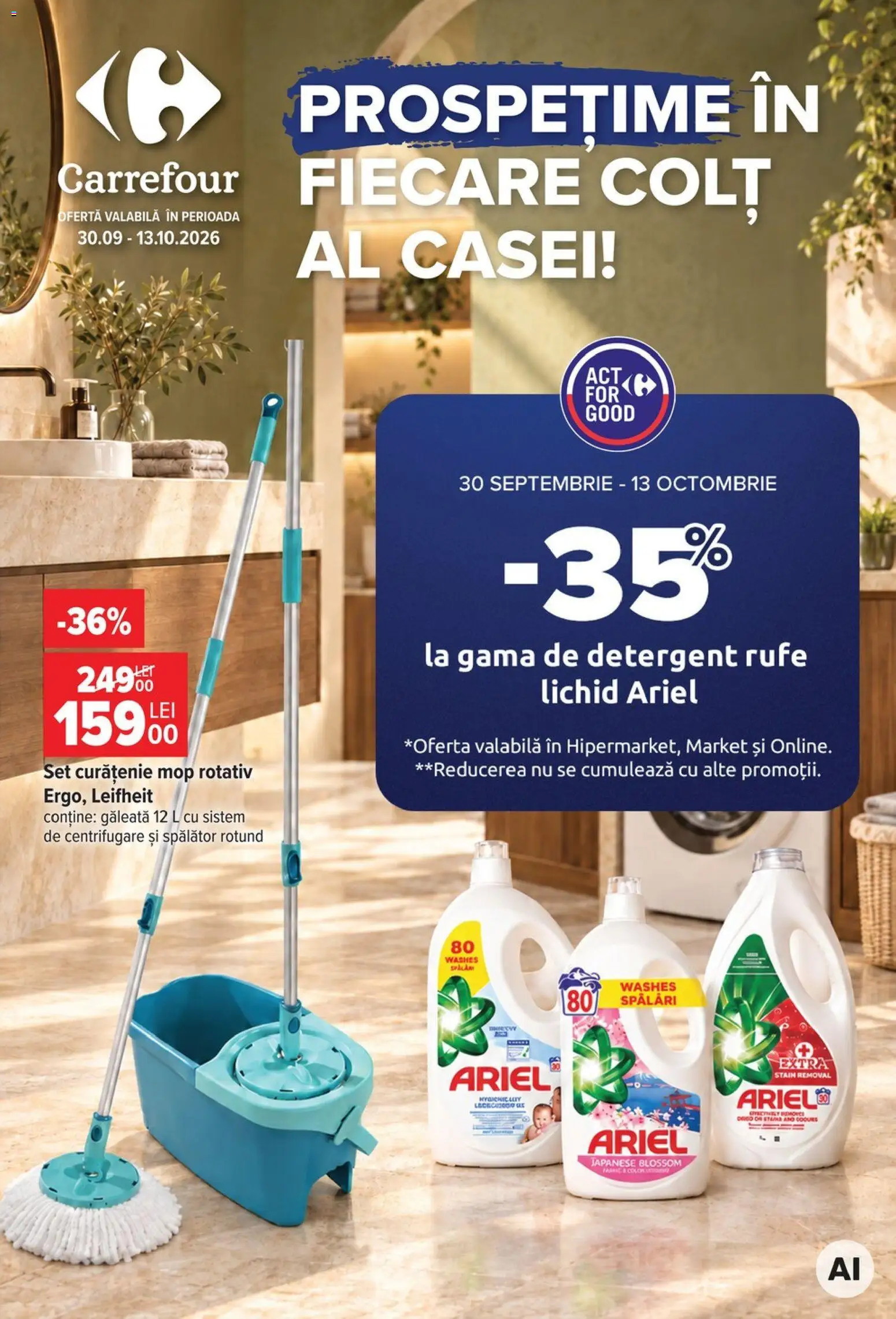 Previzualizarea de cataloage: Carrefour Carrefour Catalog Cleaning valabil de la 30.09.2026 - Mop, Detergent Rufe, Detergent