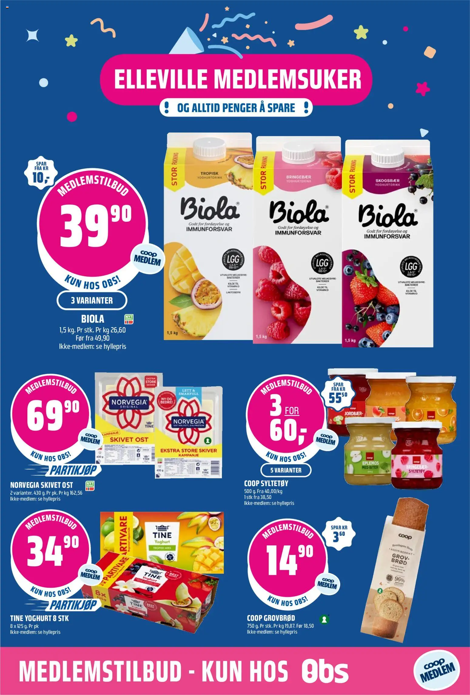 Forhåndsvis Coop Obs kundeavis fra butikk Coop Obs gyldig fra 11/10/2026 - Ost, Yoghurt, Brød, Bringebær, Skivet ost, Syltetøy, 1, Eplemos