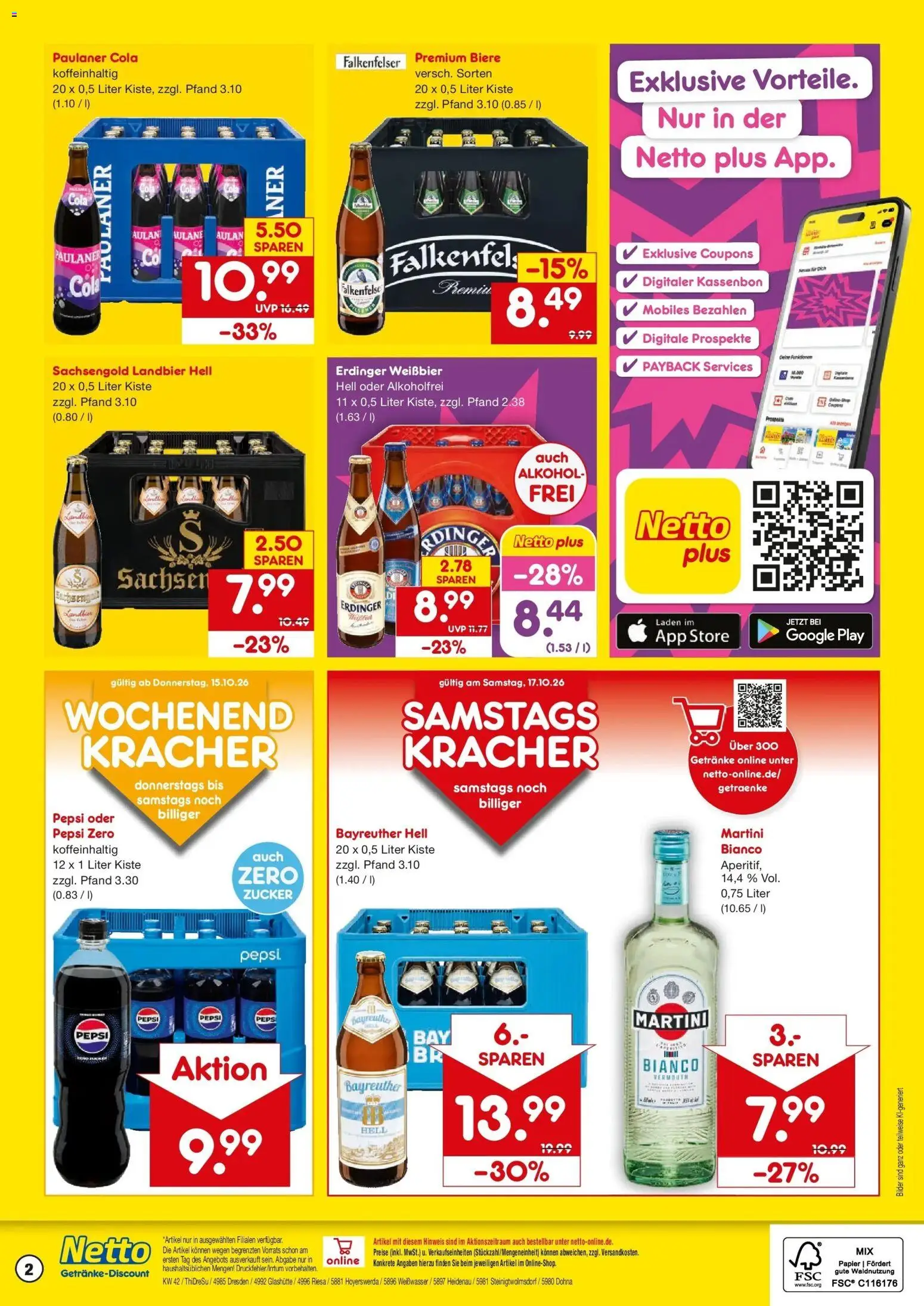 Vorschau von dem Prospekt des Geschäftes Netto Marken-Discount, gültig ab dem 12.10.2026 - Bilder, Cola, Alkohol, Martini, Zucker, Pepsi, Erdinger, Weißbier