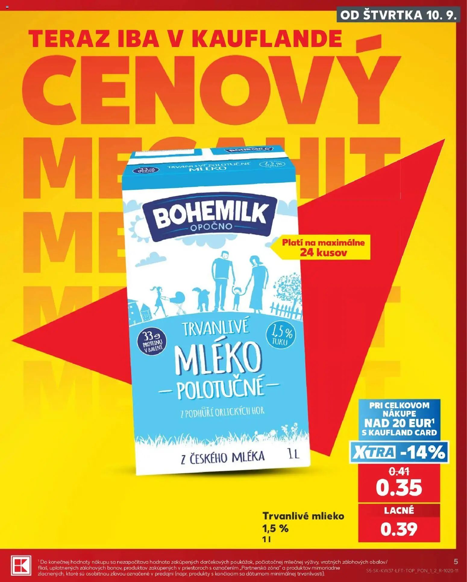 Náhľad Kaufland letáku platného od 10.09.2026 - Mlieko, Trvanlivé mlieko