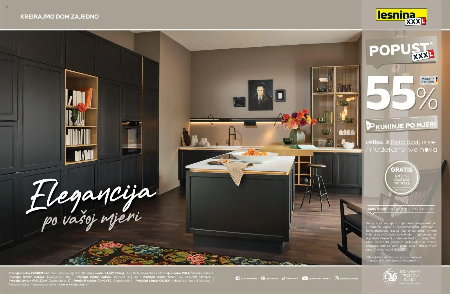 Pregled letka Lesnina Katalog 55% na kuhinje po mjeri trgovine Lesnina vrijedi od 08.10.2026 - Kuhinja