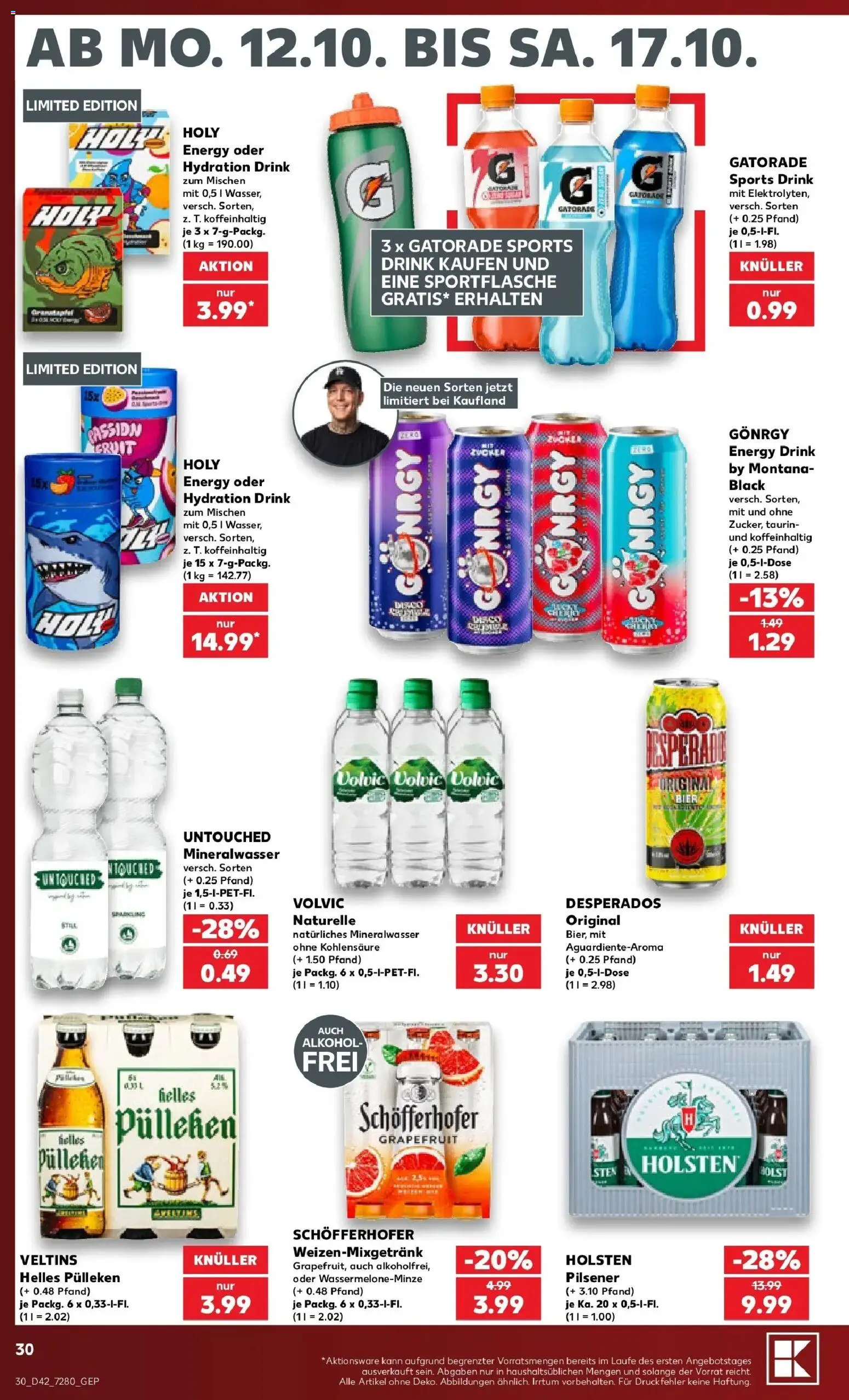 Vorschau von dem Prospekt des Geschäftes Kaufland, gültig ab dem 12.10.2026 - Bier, Mineralwasser, Grapefruit, Desperados, Veltins, Volvic, Holsten, Helles pulleken