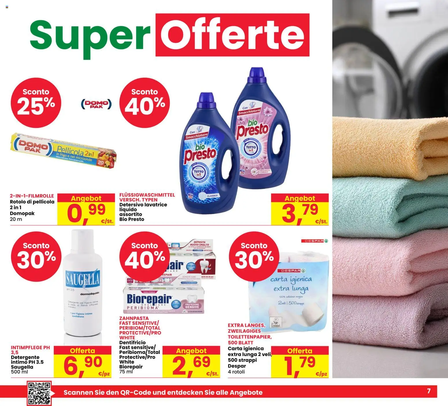 Anteprima dell'opuscolo Despar volantino Appiano dal negozio Despar valido da 29/10/2026 - Lavatrice, Microonde, Carta igienica, Intimo, Dentifricio, Detergente, Pellicola, Smacchiatore