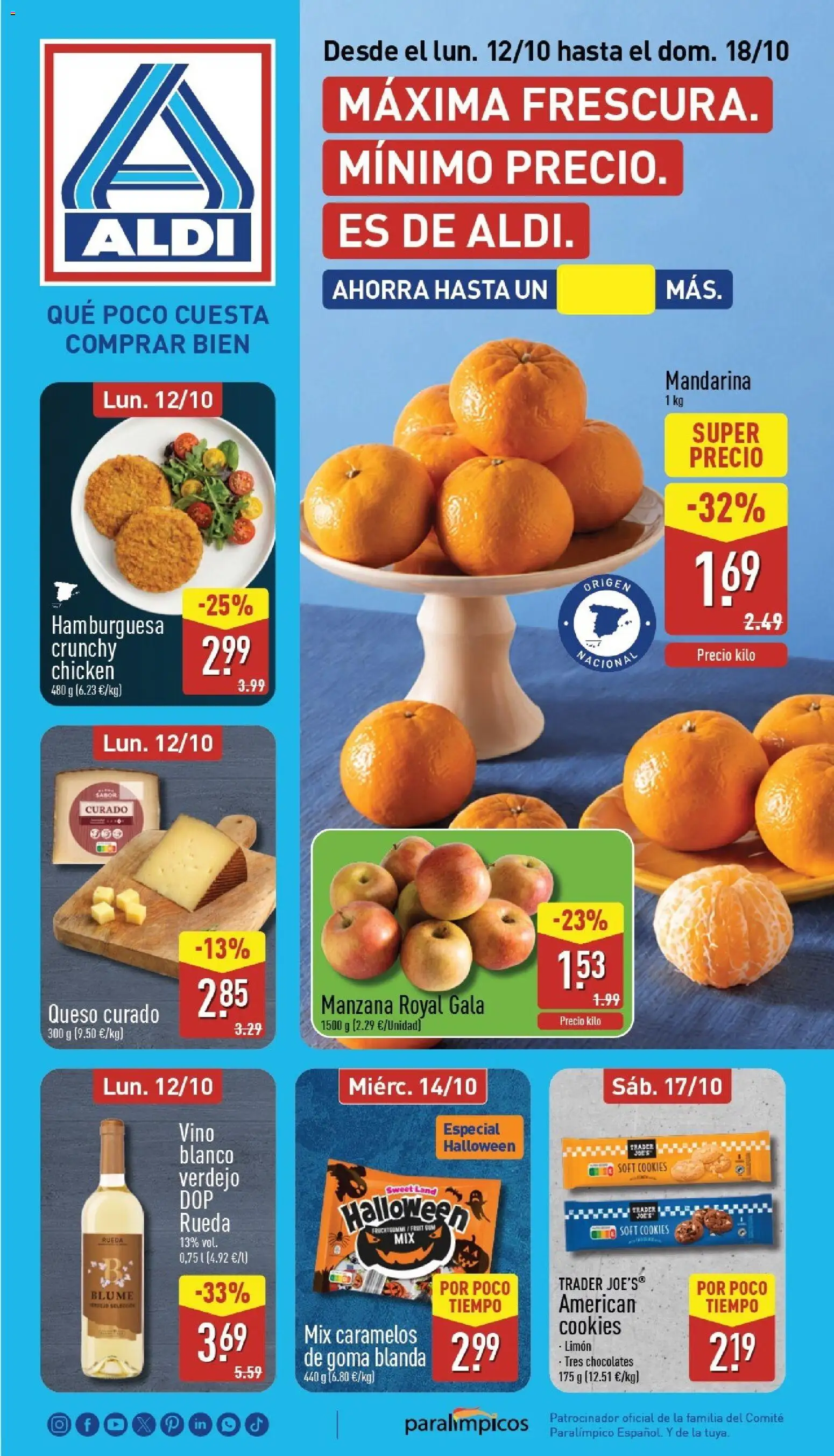 Vista previa del folleto de la tienda Aldi válido desde el 12/10/2026 - Apple, Hamburguesa, Queso, Vino, Manzana, Limón, Vino blanco, Queso curado