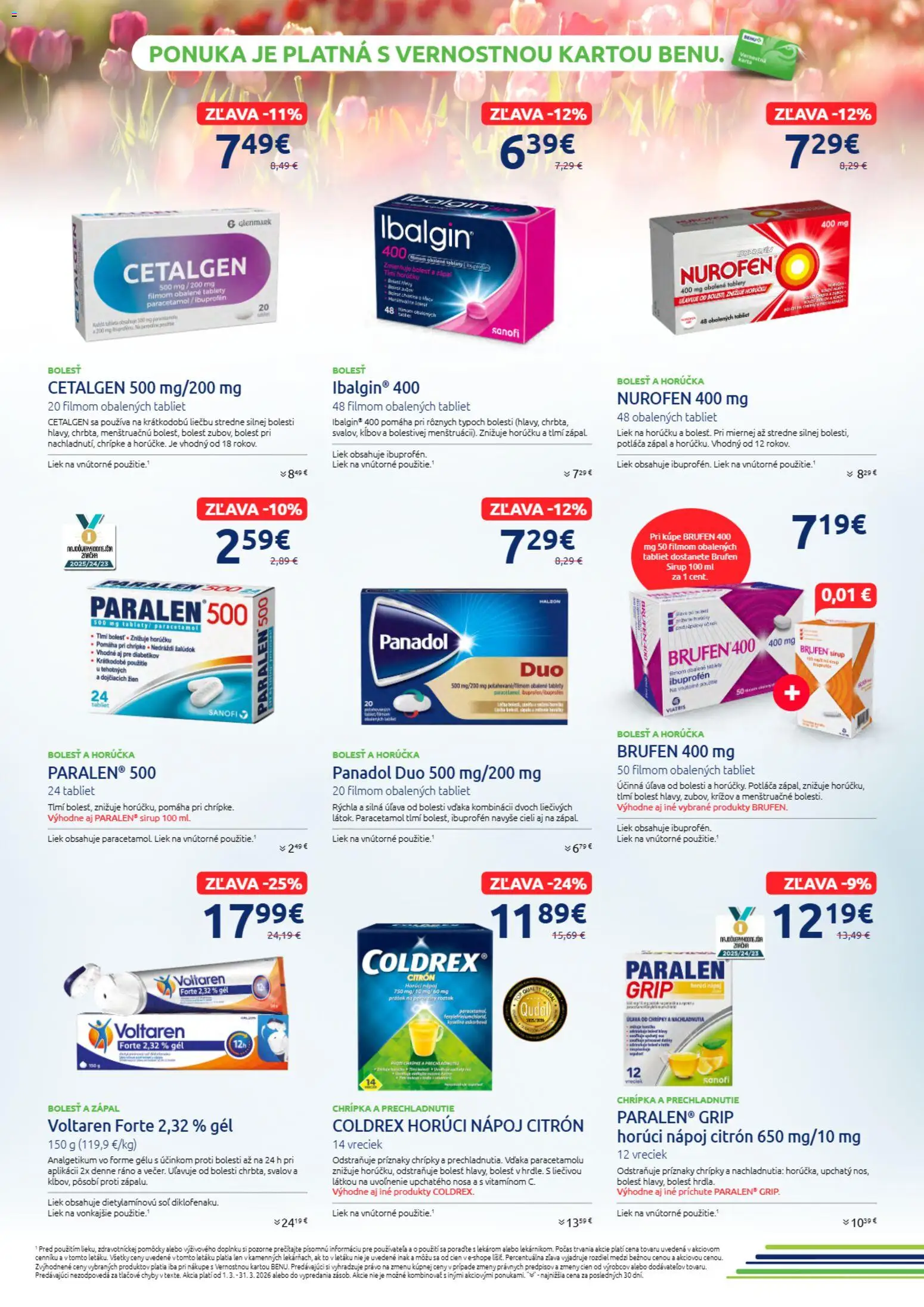 Náhľad BENU Lekáreň letáku platného od 01.03.2026 - Tablet, Soľ, Sirup, Voltaren