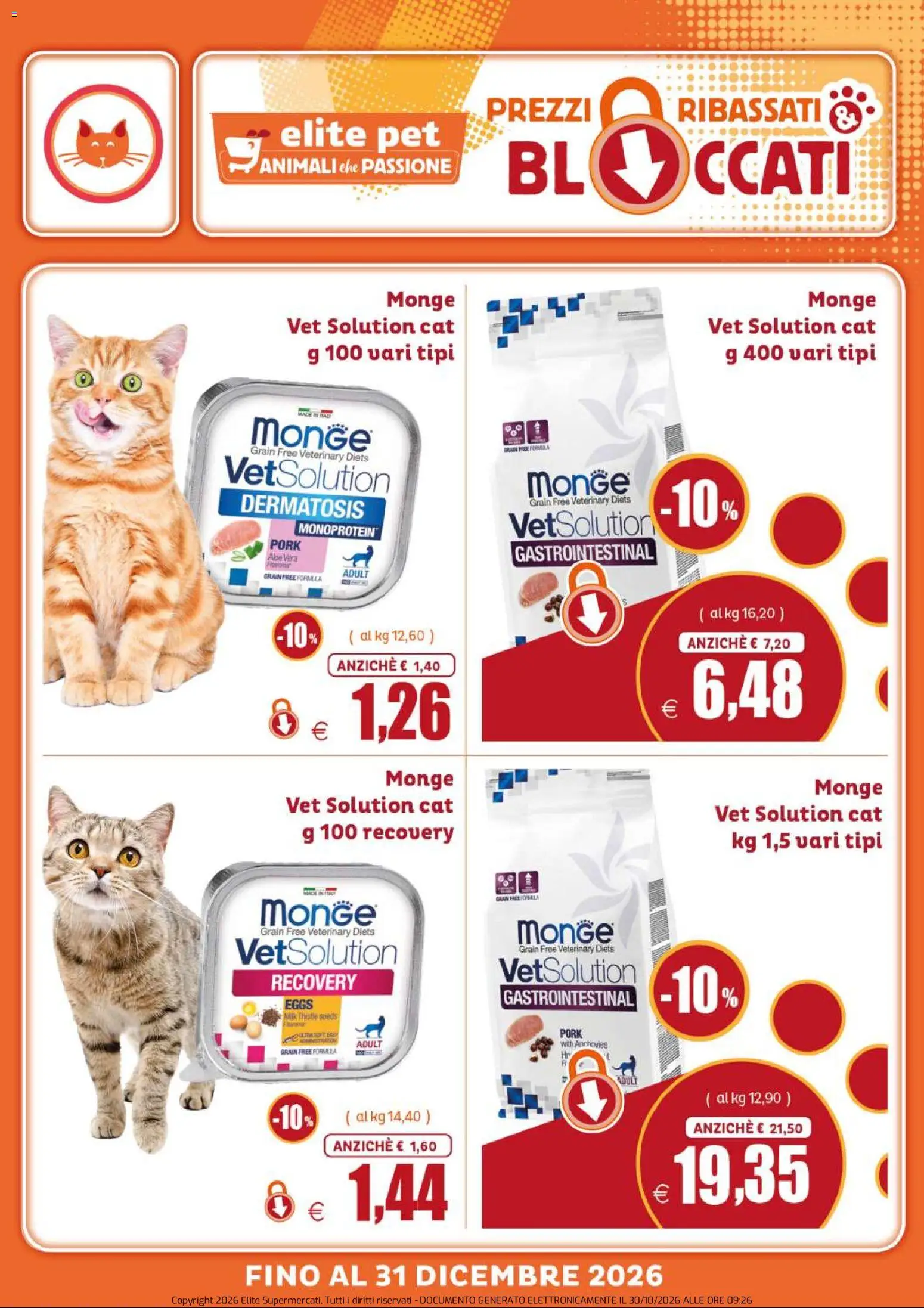 Anteprima dell'opuscolo Elite Supermercati volantino Pet Prezzi ribassati & bloccati dal negozio Elite Supermercati valido da 30/10/2026