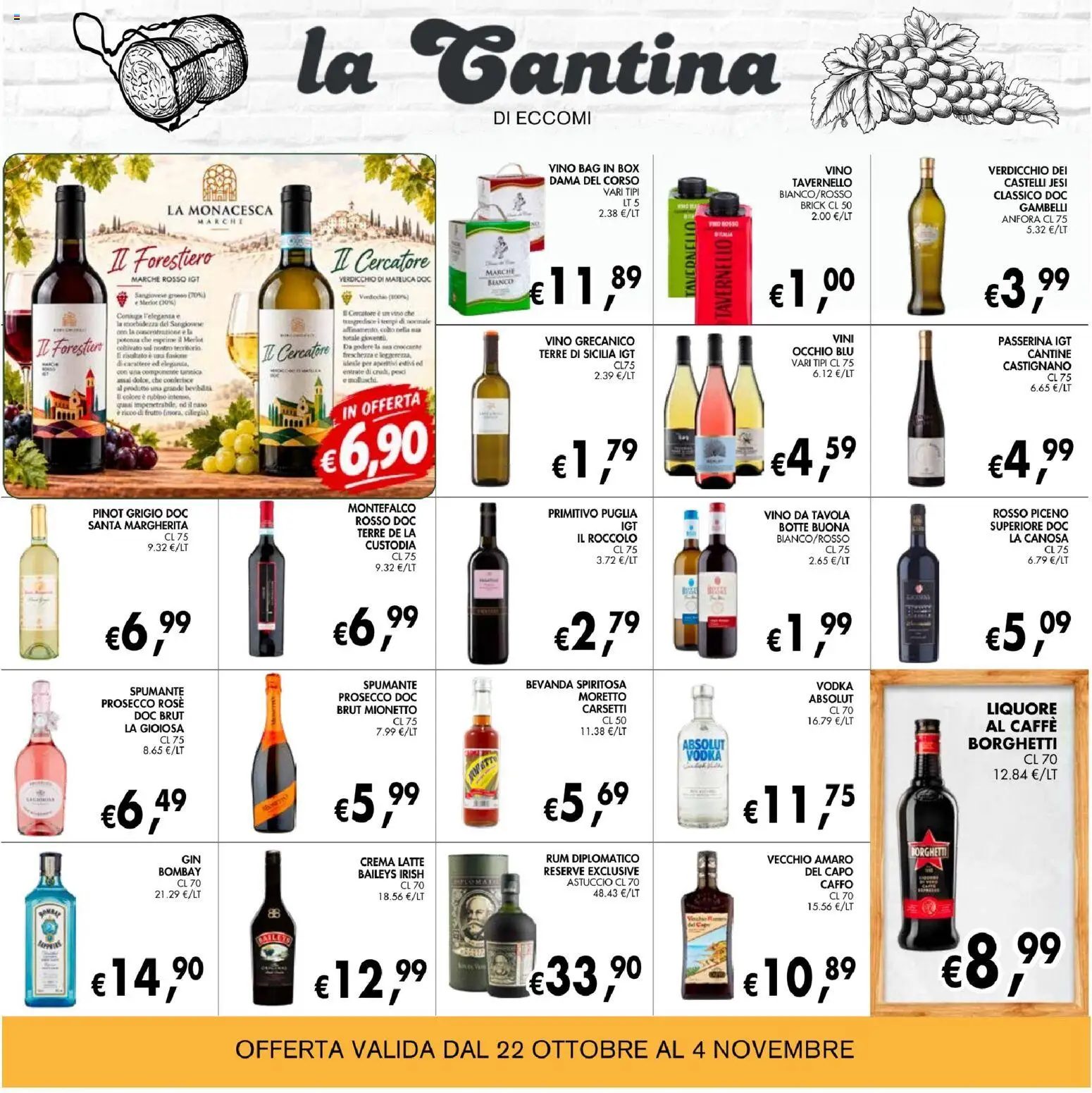 Anteprima dell'opuscolo Coal volantino èccoMi Cesena dal negozio Coal valido da 22/10/2026 - Crema, Caffè, Latte, Vodka, Astuccio, Liquore, Spumante, Mionetto