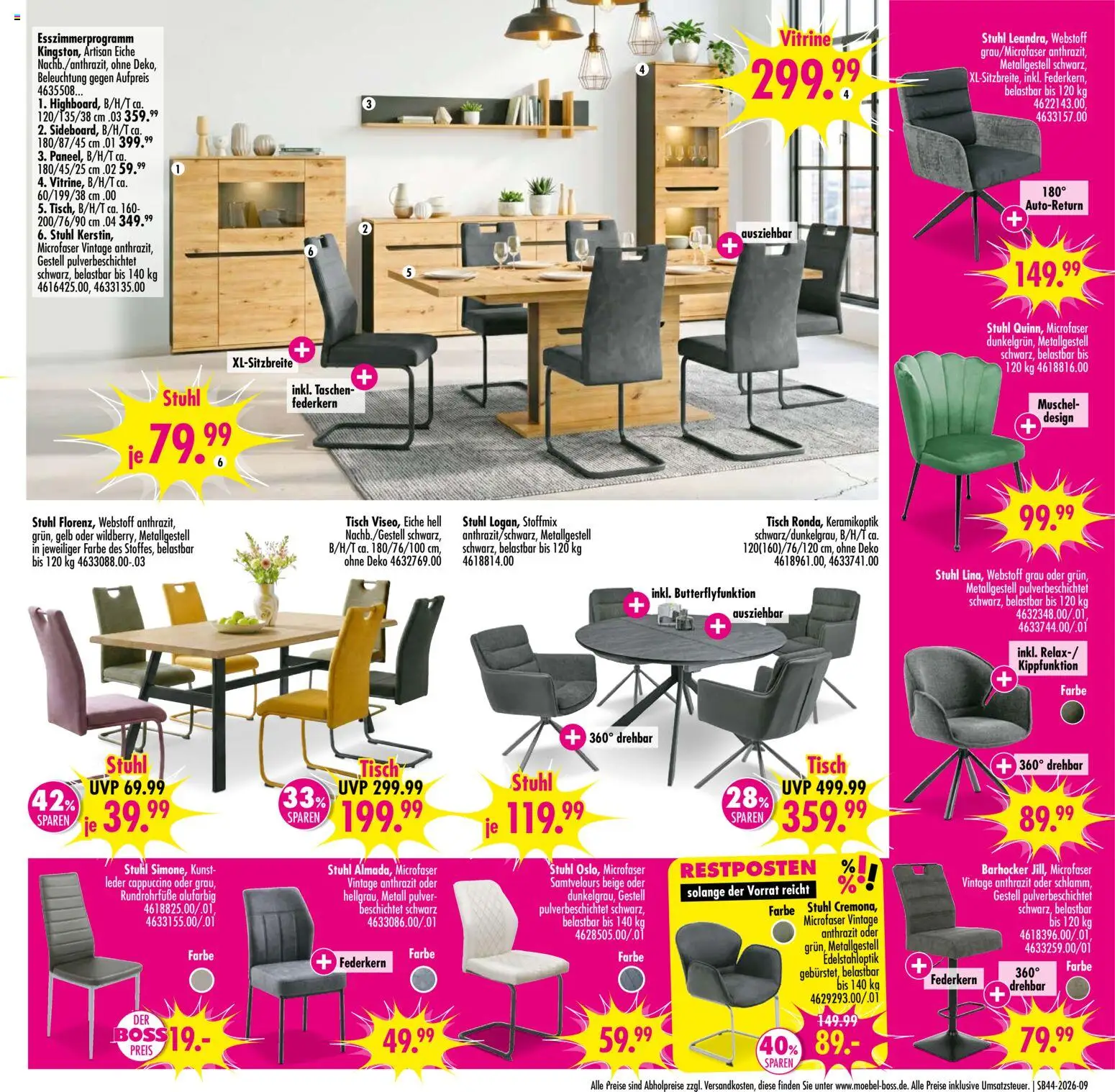 Vorschau von dem Prospekt des Geschäftes SB Möbel Boss, gültig ab dem 24.10.2026 - Taschen, Vitrine, Barhocker, Stuhl, Tisch