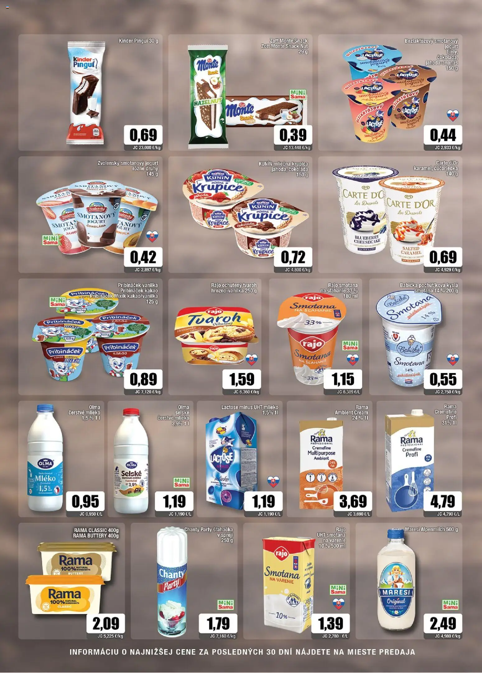 Náhľad Sama letáku platného od 02.10.2026 - Čokoláda, Mlieko, Kakao, Smotana na varenie, Jogurt, Šľahačka, Vanilka, Smotanový jogurt
