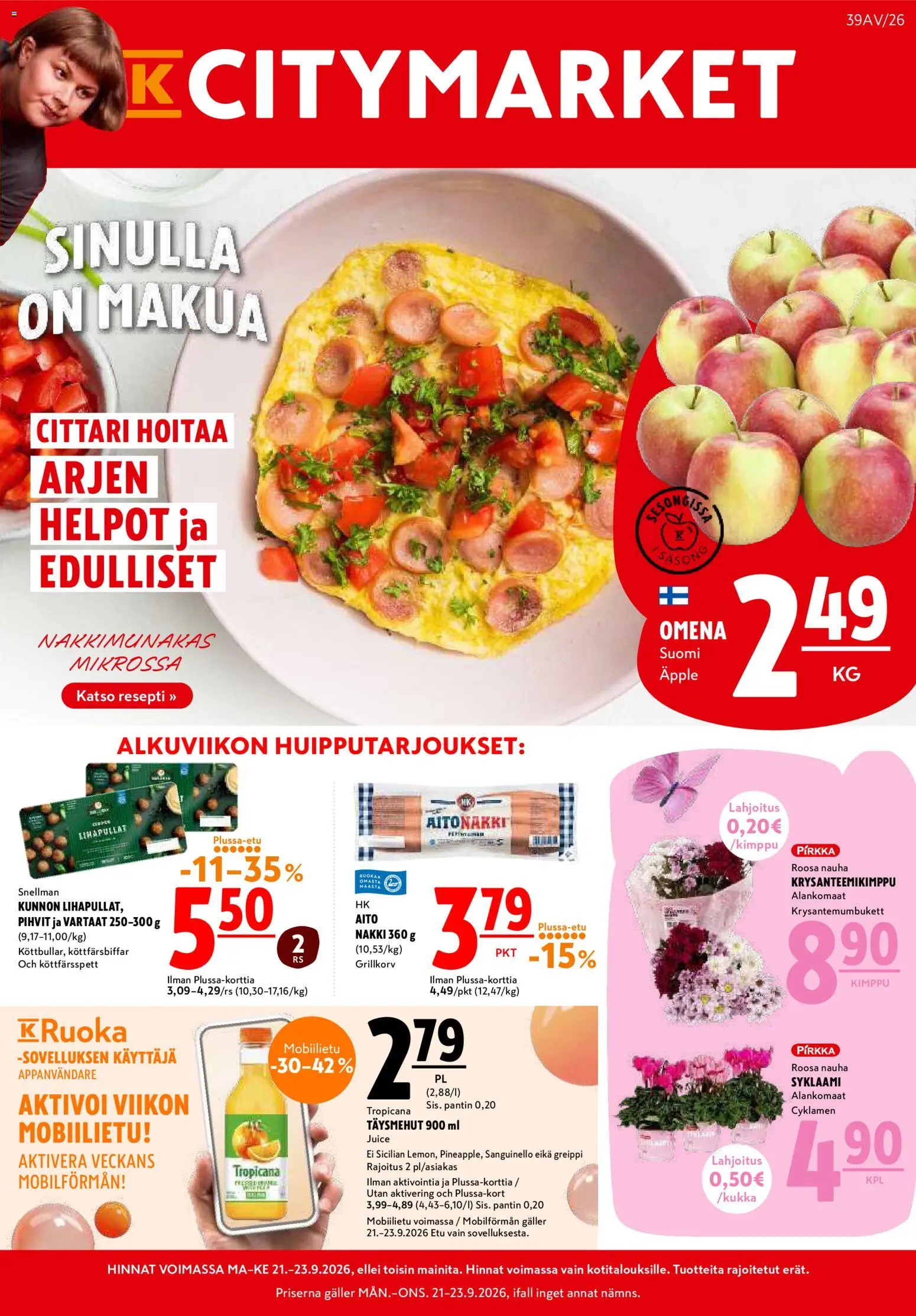 Kaupan K-Citymarket K-Citymarket tarjoukset esikatselu, voimassa 21/09/2026