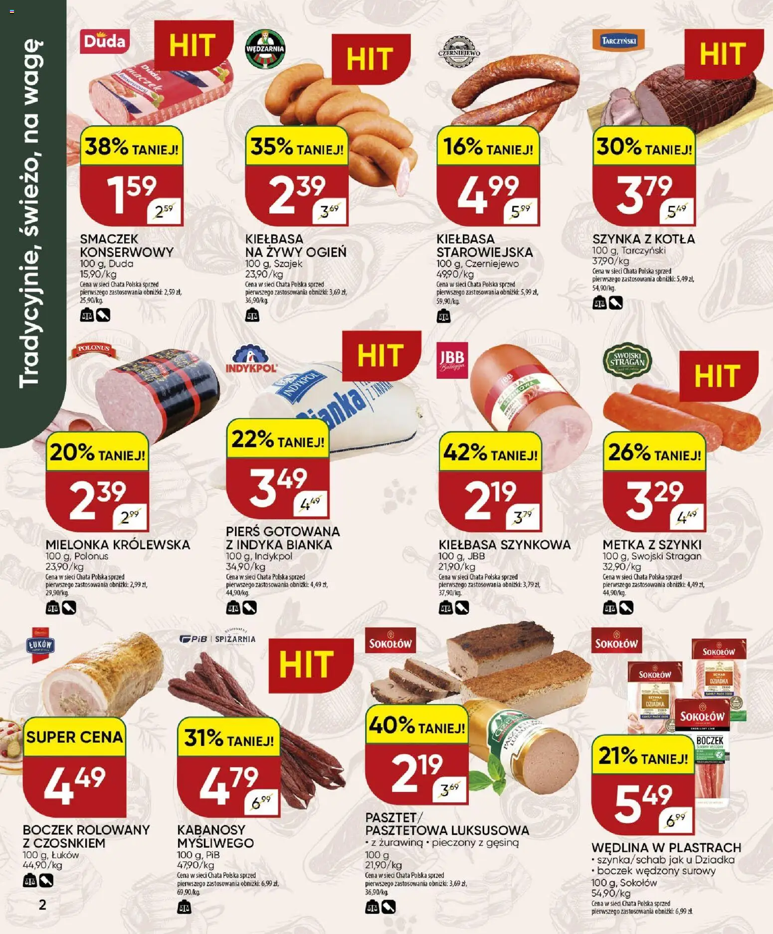 Pogląd gazetki "Chata Polska gazetka" ze sklepu Chata Polska ważnej od 22.10.2026 - Schab, Żurawina, Kiełbasa, Szynka, Boczek, Kabanosy, Boczek wędzony