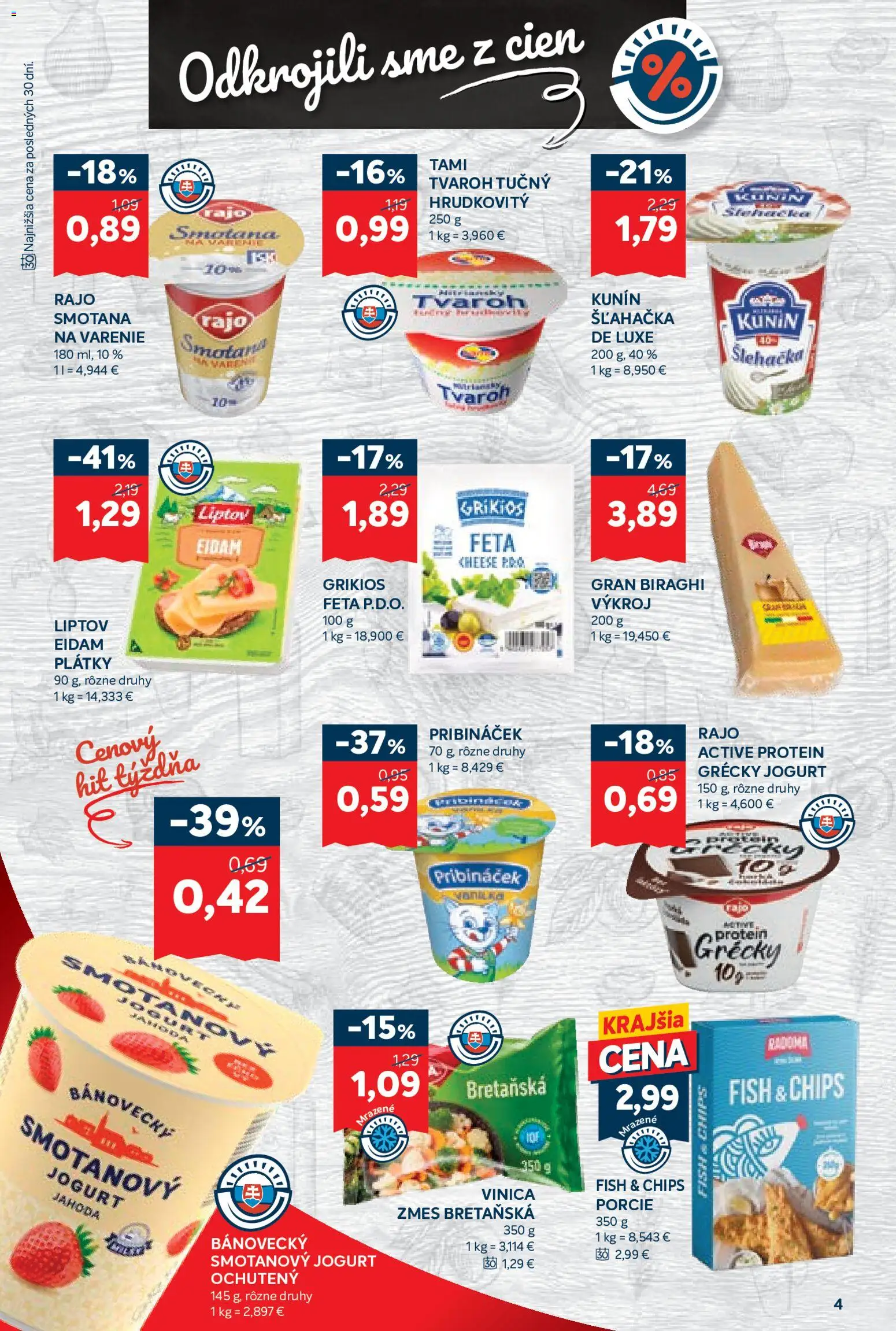Náhľad Kraj letáku platného od 15.10.2026 - Protein, Smotana na varenie, Jogurt, Šľahačka, Smotana, Eidam, Feta, Grécky jogurt