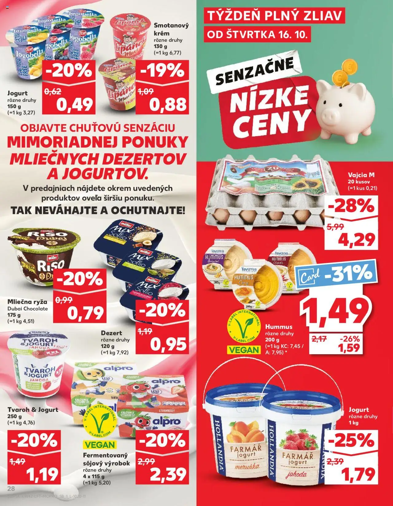 Náhľad Kaufland letáku platného od 16.10.2025 - Tvaroh, Vajcia, Ryža, Hummus, Jogurt, Mliečna ryža, Alpro, Krém