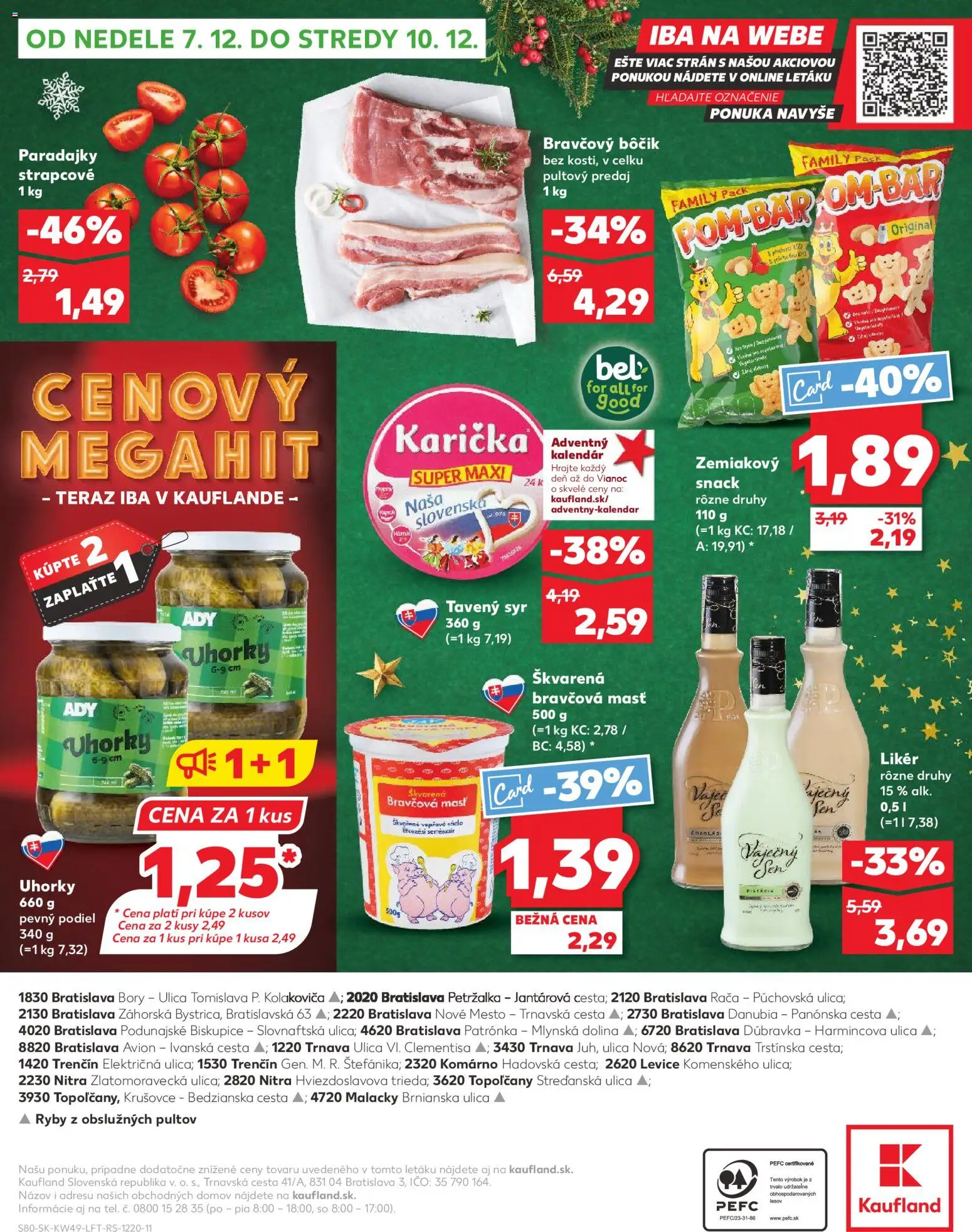 Náhľad Kaufland letáku platného od 04.12.2025 - Syr, Ryby, Paradajky, Bravčový bôčik, Uhorky