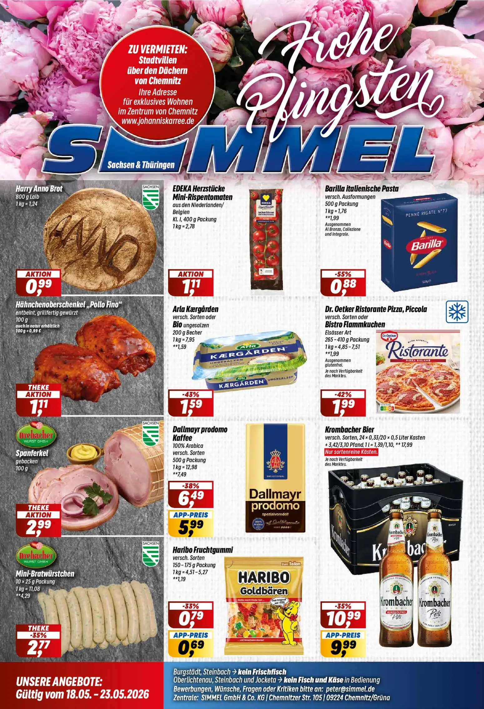 Vorschau von dem Prospekt des Geschäftes Simmel, gültig ab dem 18.05.2026 - Käse, Pasta, Brot, Dallmayr, Ristorante, Barilla, Theke, Pils