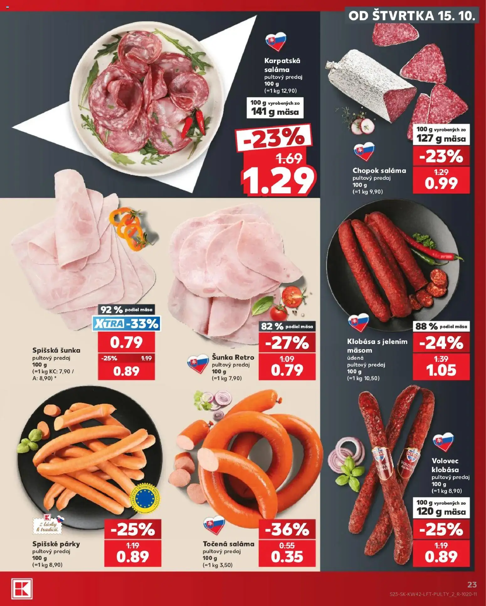 Náhľad Kaufland letáku platného od 15.10.2026 - Klobása, Šunka, Párky, Saláma