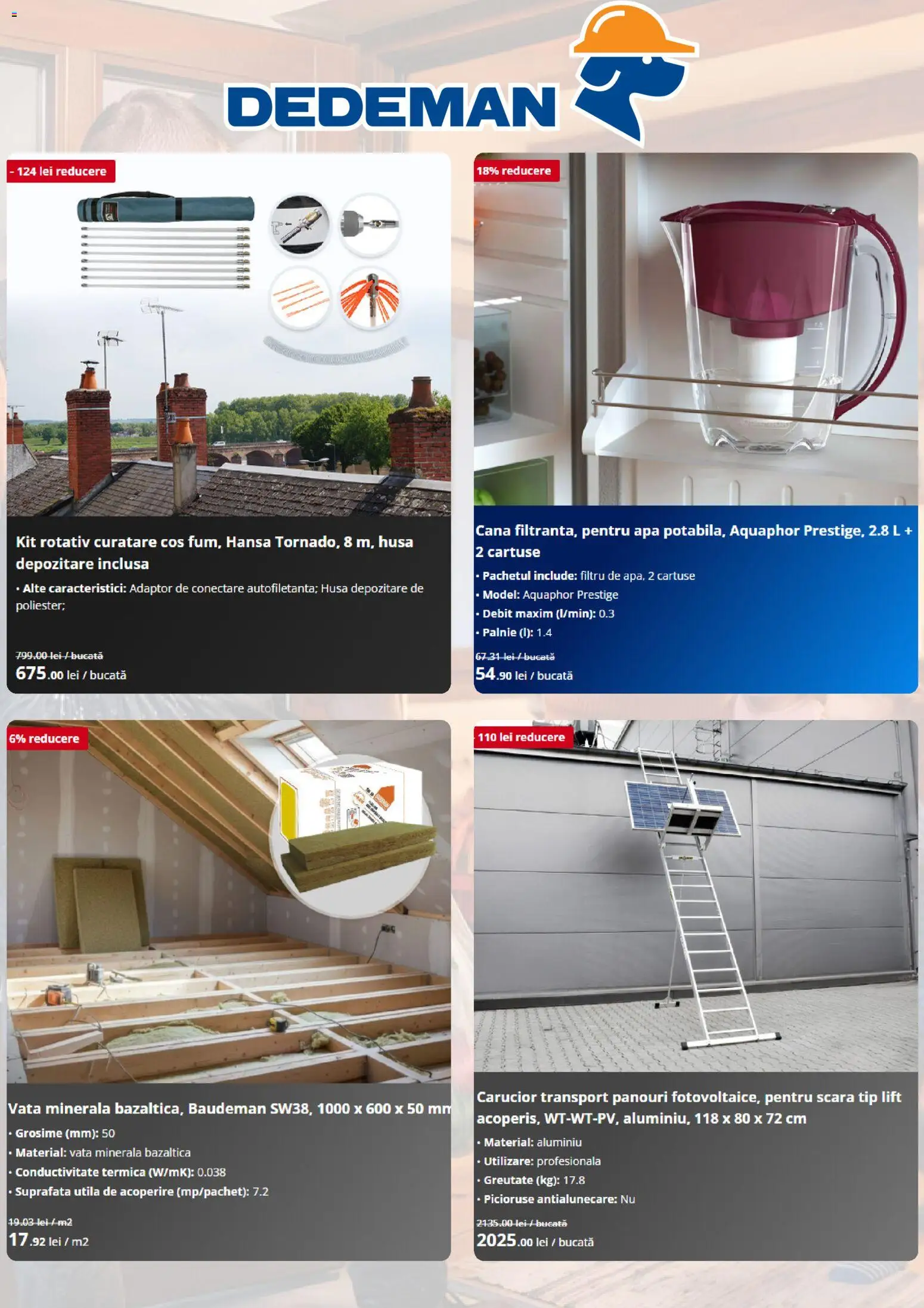 Previzualizarea de cataloage: Dedeman Dedeman Catalog valabil de la 01.10.2026 - Apă, Coș, Scară, Tip, Adaptor, Panouri, Depozitare