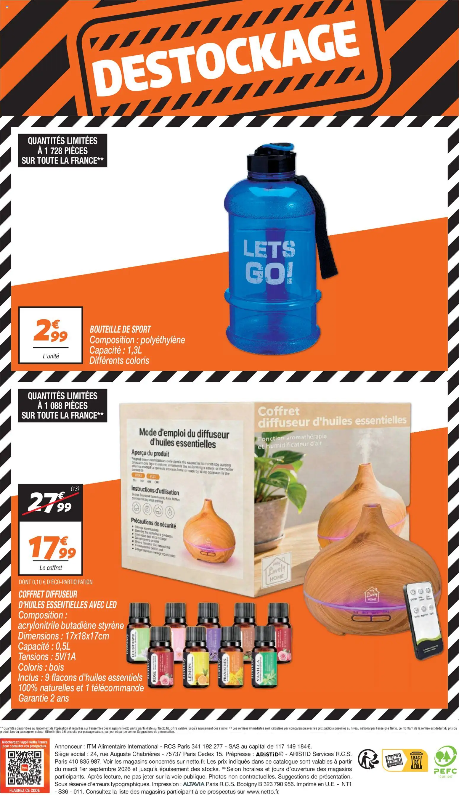 Prévisualisation de Netto destockage septembre du magasin Netto formulaire valide 01/09/2026 - Impression, Télécommande, Thé, Diffuseur, Bouteille, Humidificateur, Humidificateur d'air