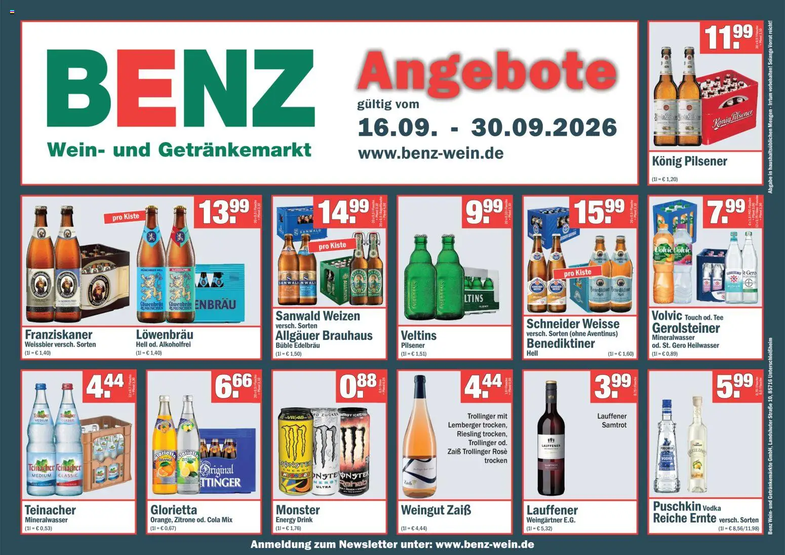 Vorschau von dem Prospekt des Geschäftes Benz Getränke, gültig ab dem 16.09.2026