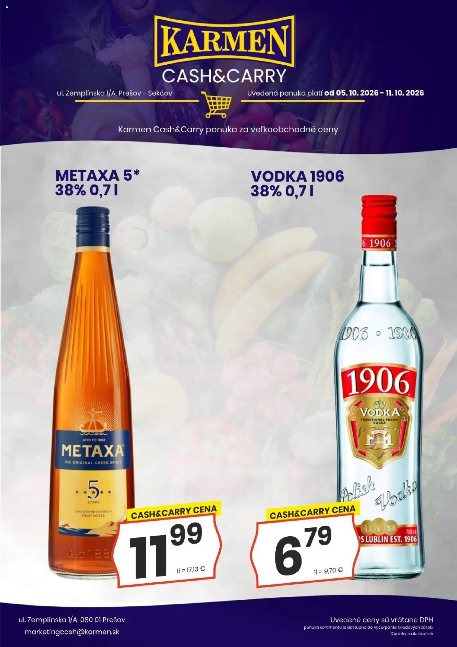 Náhľad KARMEN CBA letáku platného od 05.10.2026 - Vodka, Metaxa, Metaxa 5*