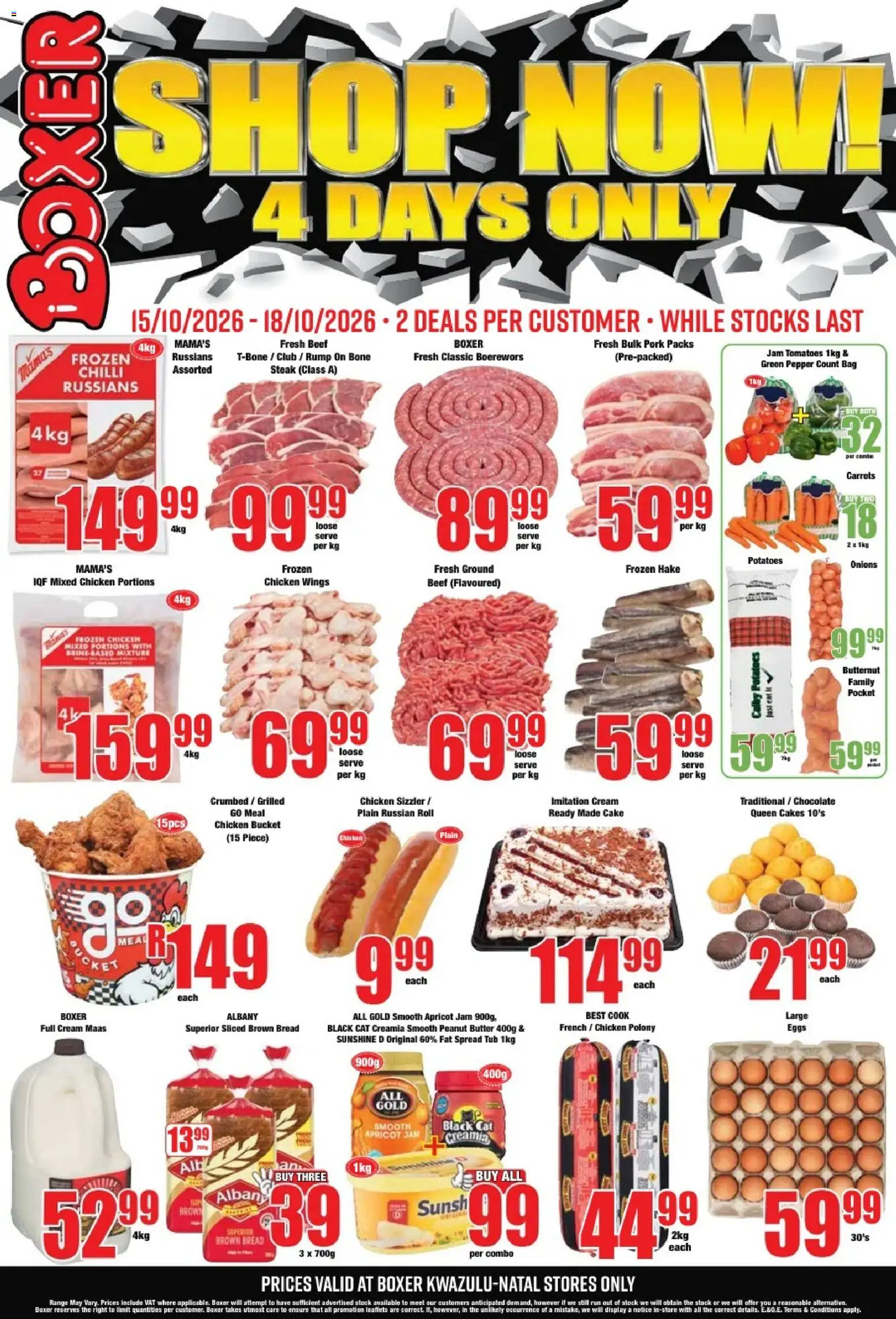 Preview of Boxer flyer valid from 15/10/2026 - Chocolate, Cake, Jam, Tomatoes, Pepper, Spread, Frozen chicken, Fat spread