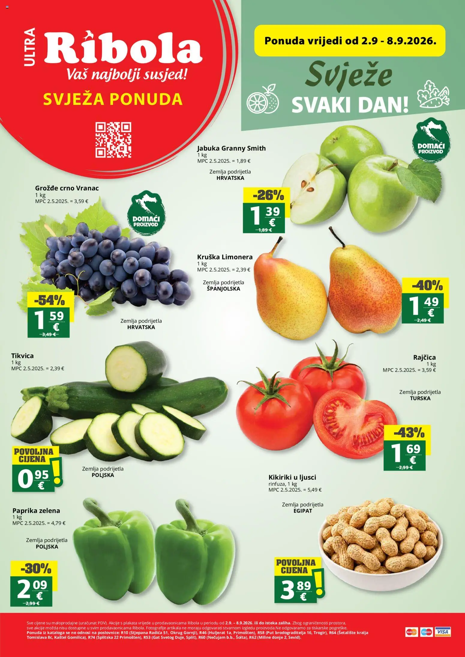 Pregled letka Ribola Svježa Ponuda trgovine Ribola vrijedi od 02.09.2026