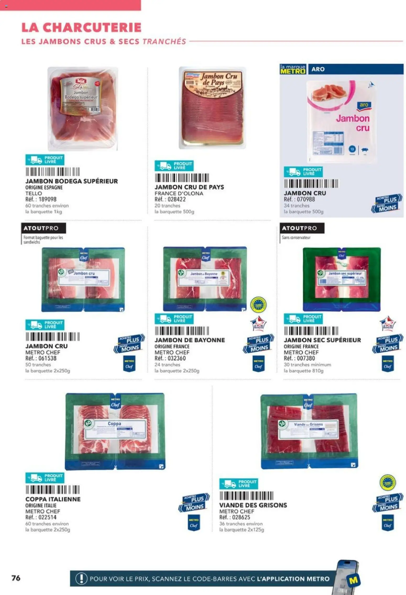Prévisualisation de METRO - Restauration rapide du magasin METRO formulaire valide 14/04/2026 - Livre, Charcuterie, Baguette, Jambon, Viande, Jambon Cru