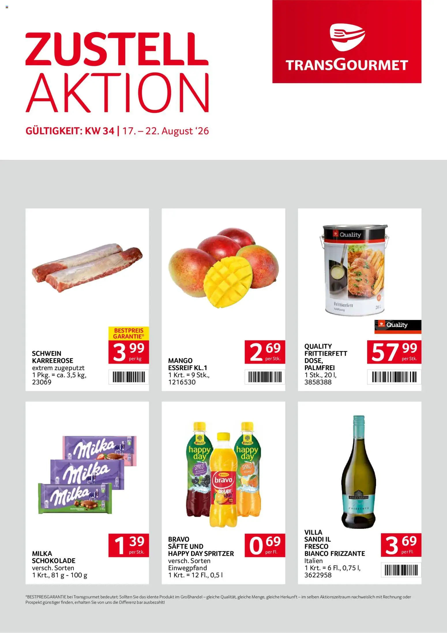 Vorschau der Angebote: Transgourmet Transgourmet Zustellaktion gültig ab 17.08.2026 - Mango, Schokolade