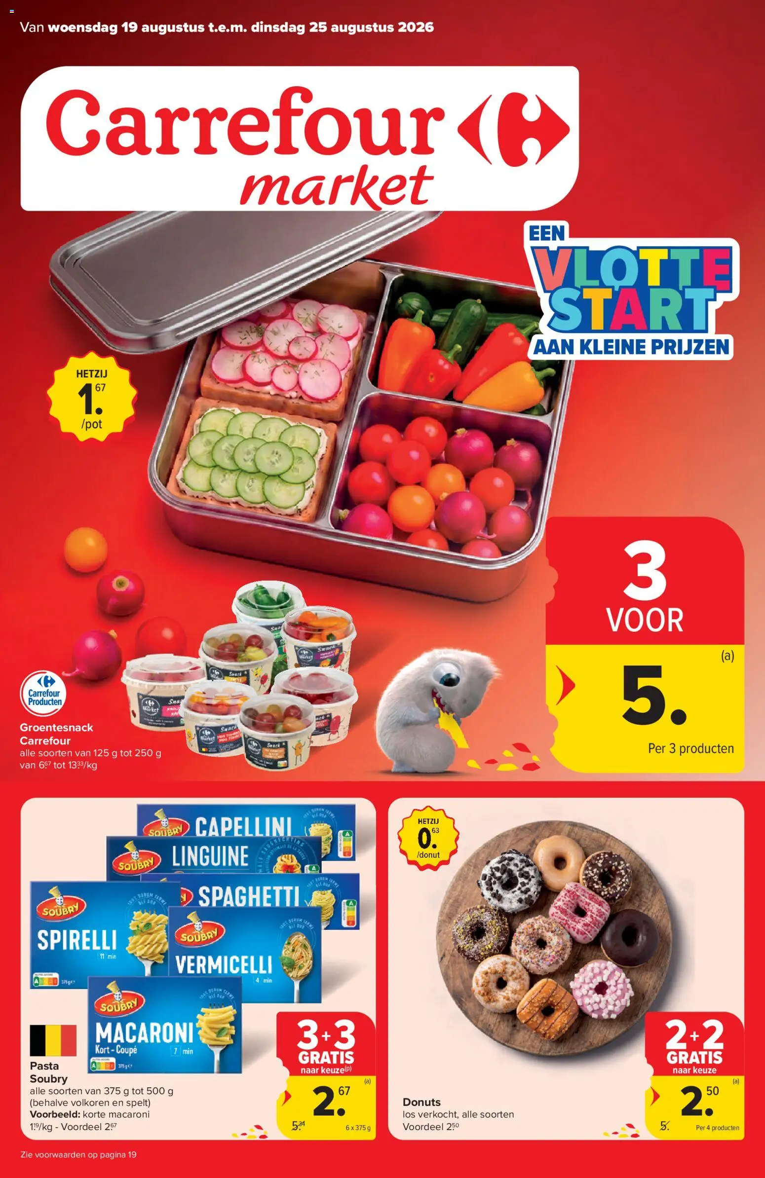 Voorbeeld van Carrefour Folder Market van winkel Carrefour geldig vanaf 19/08/2026 - Pasta, Spaghetti, Macaroni, Donuts