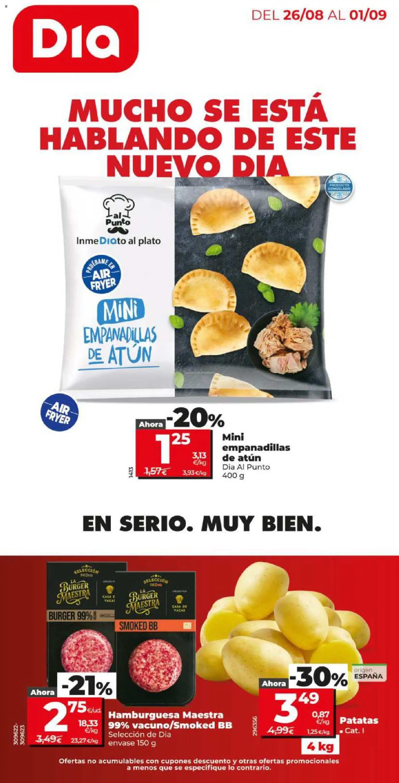 Vista previa del folleto de la tienda Dia válido desde el 26/08/2026 - Hamburguesa, Patatas, Atún