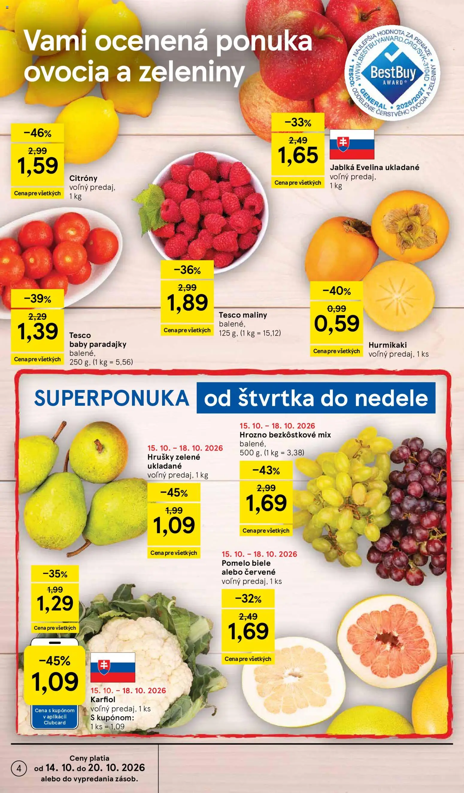 Náhľad Tesco letáku platného od 14.10.2026