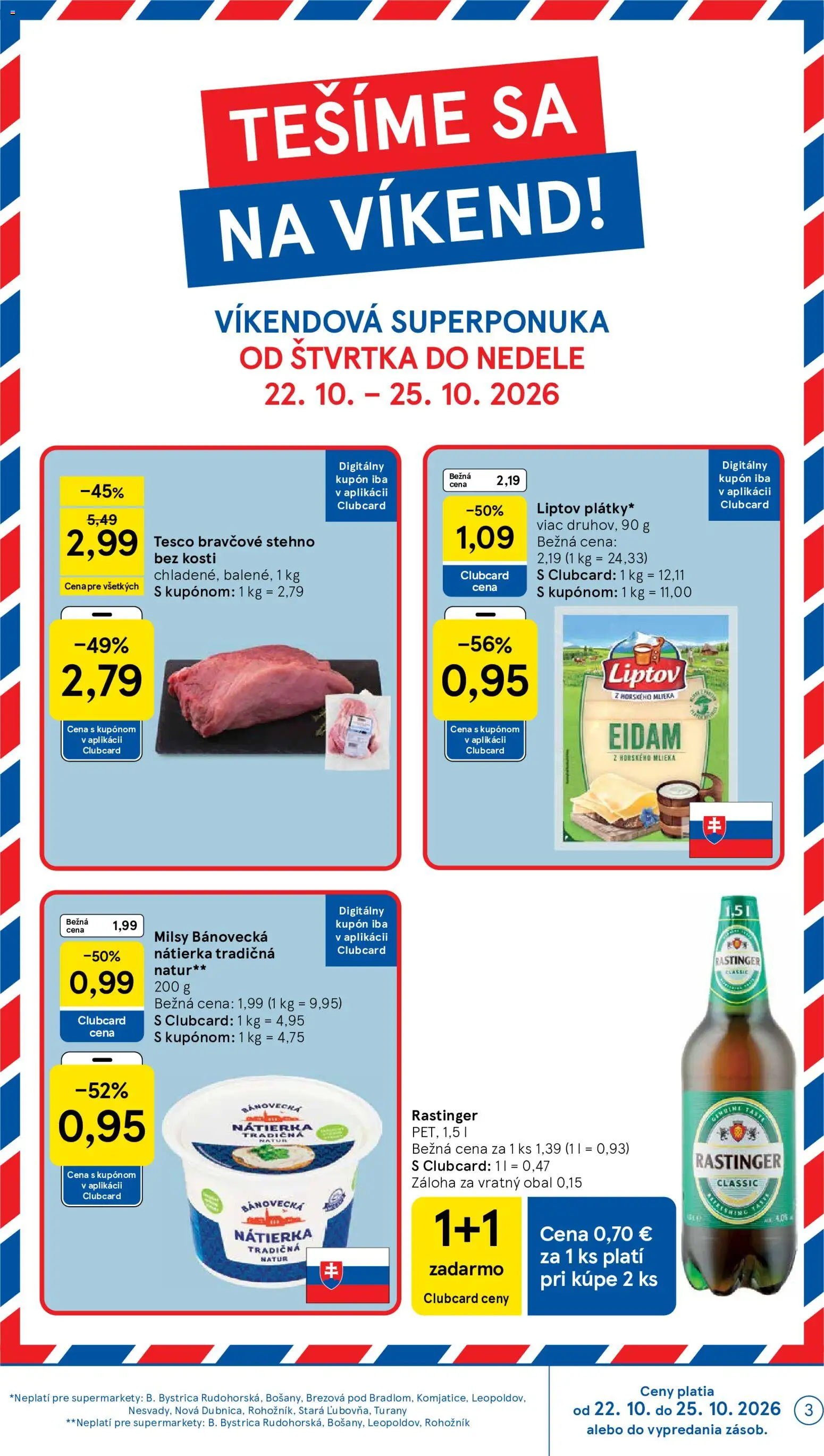 Náhľad Tesco letáku platného od 21.10.2026 - Bravčové stehno, Nátierka, Eidam
