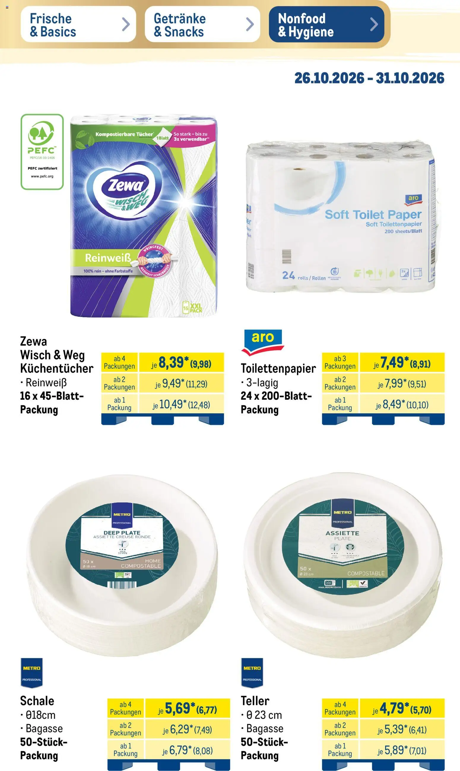 Vorschau von dem Prospekt des Geschäftes Metro, gültig ab dem 26.10.2026 - Toilettenpapier, Zewa