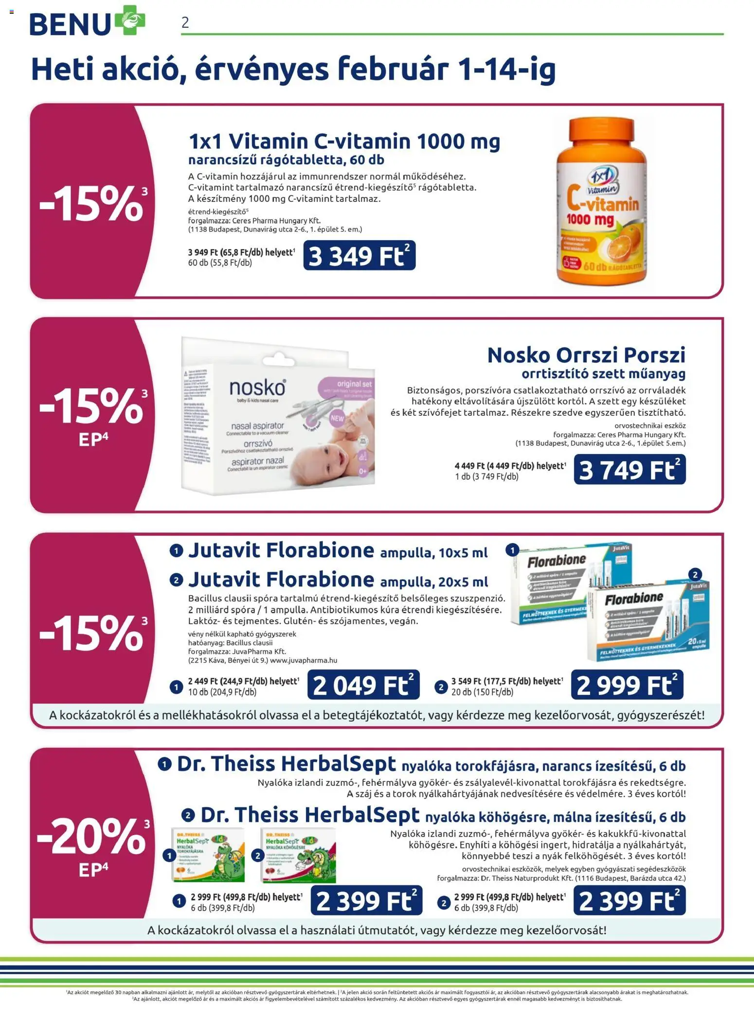 BENU Gyógyszertárak - Akciós újság BENU Gyógyszertárak megtekintése, amely érvényes 2026.02.01.-től - Gyógyszerek, Vitamin, Málna, Narancs, Nyak, Nyalóka, Eszköz