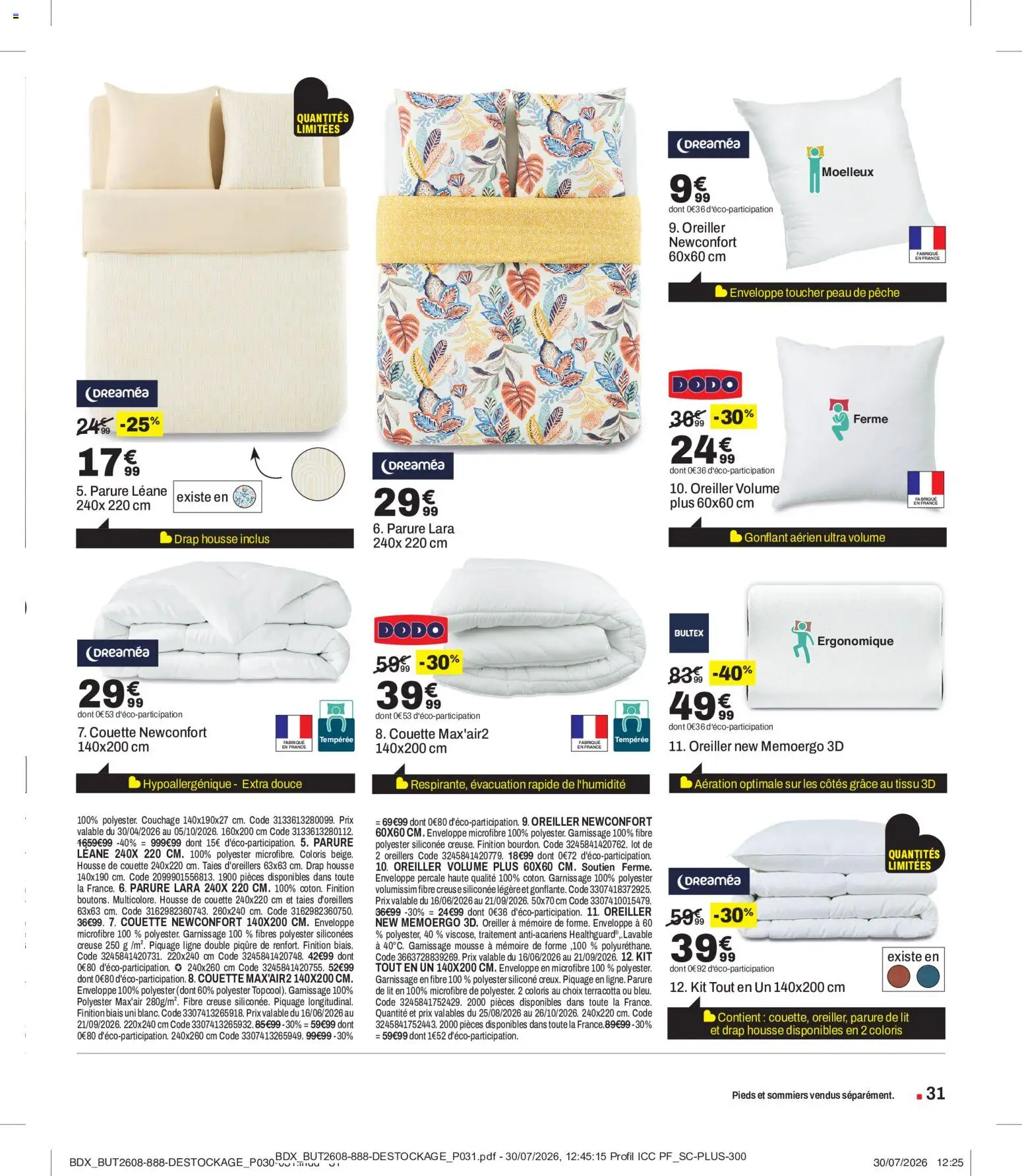 Prévisualisation de But catalogue du magasin But formulaire valide 28/08/2026 - Housse de couette, Oreiller, Oreillers, Dodo, Parure de lit, Drap housse, Couette, Mousse