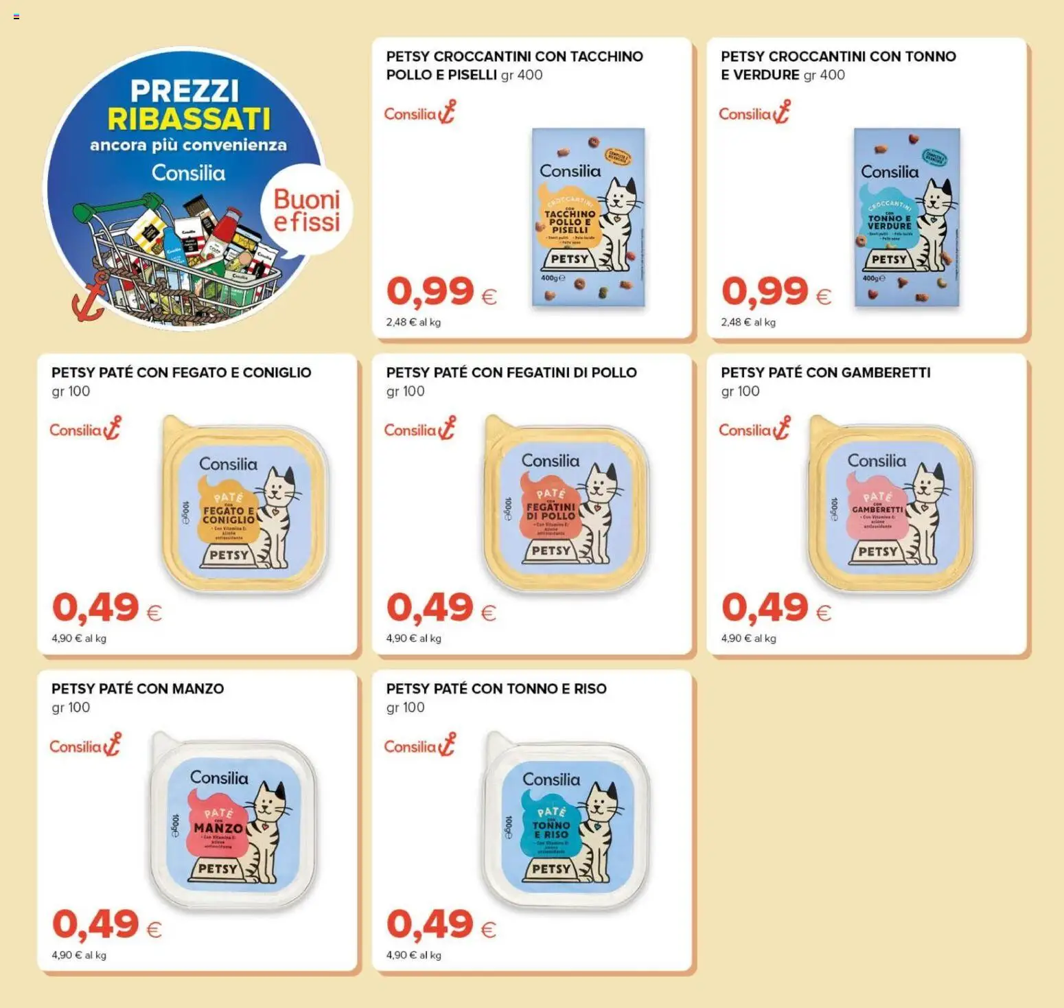 Anteprima dell'opuscolo Tigre volantino Prezzi Ribassati dal negozio Tigre valido da 21/10/2026 - Coniglio, Piselli, Fegato, Riso, Manzo, Verdure, Gamberetti, Paté