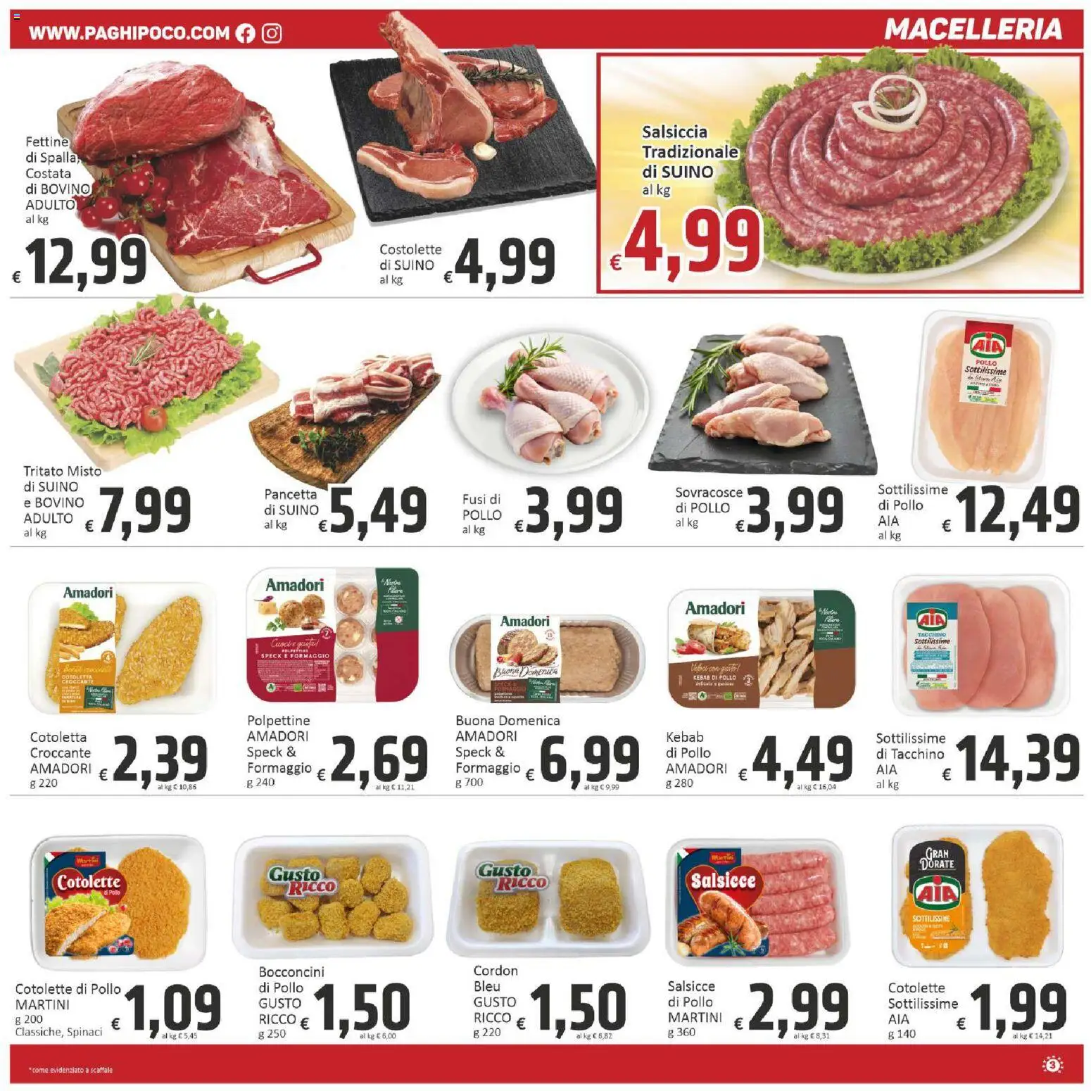 Anteprima dell'opuscolo Paghi Poco volantino dal negozio Paghi Poco valido da 23/10/2026 - Formaggio, Tacchino, Bovino, Martini, Pancetta, Scaffale, Suino, Cotolette di pollo