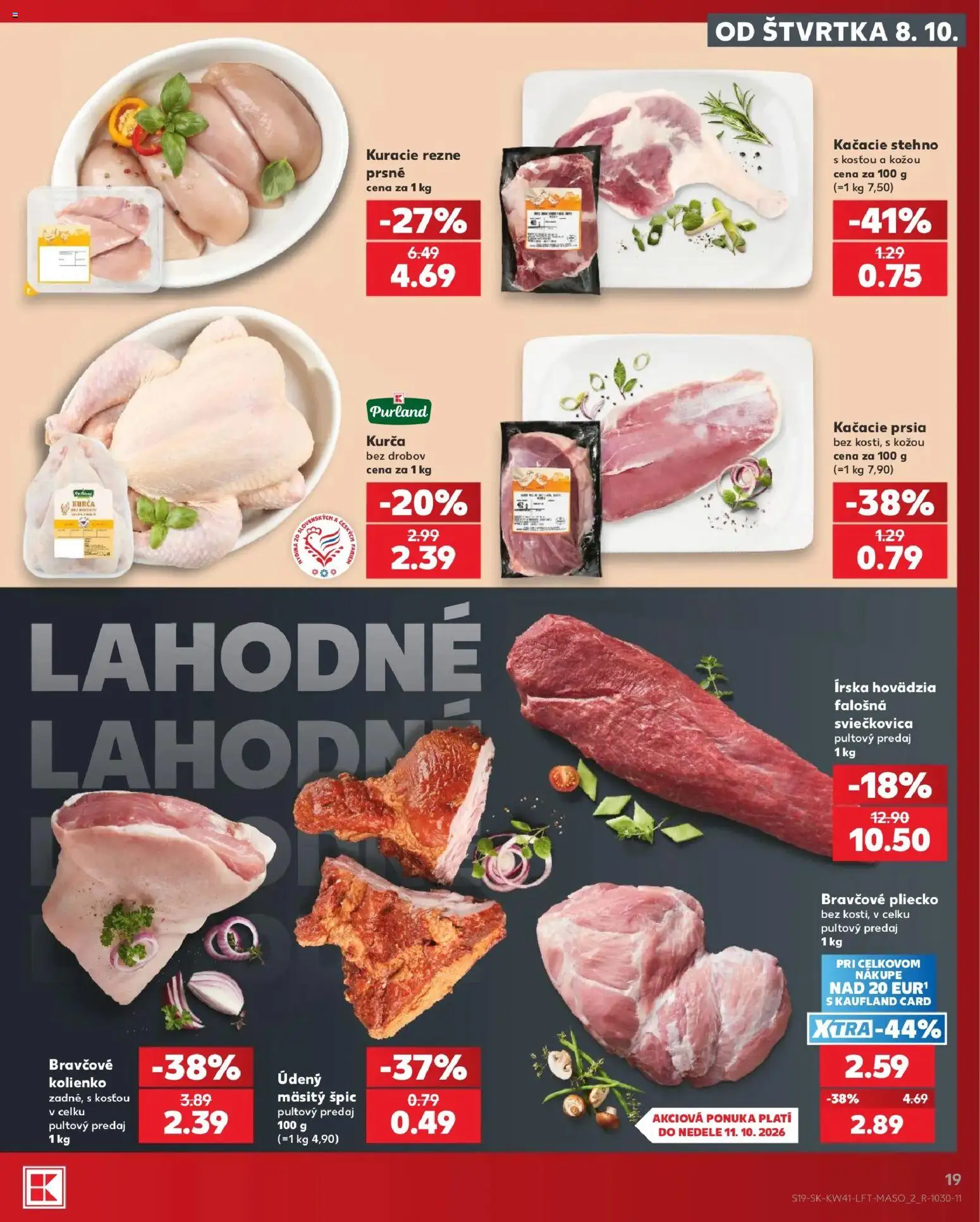 Náhľad Kaufland letáku platného od 08.10.2026 - Kačacie prsia, Kuracie rezne, Rezne, Bravčové pliecko, Kurča