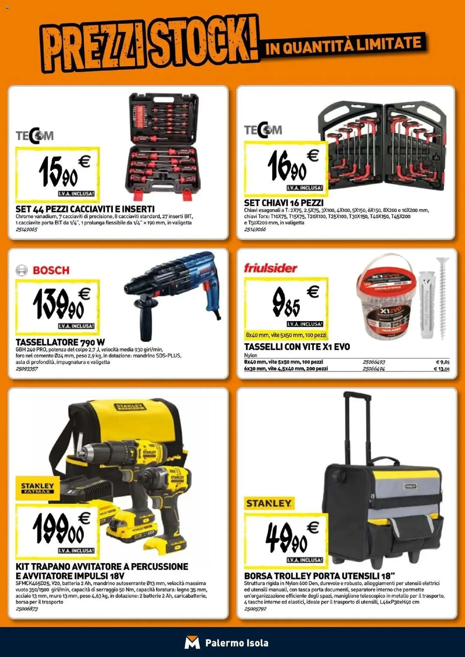 Anteprima dell'opuscolo TECNOMAT catalogo Isola delle Femmine dal negozio TECNOMAT valido da 29/10/2026 - Borsa, Batteria, Porta, Trapano, Batterie, Valigetta, Tasche, Inserti