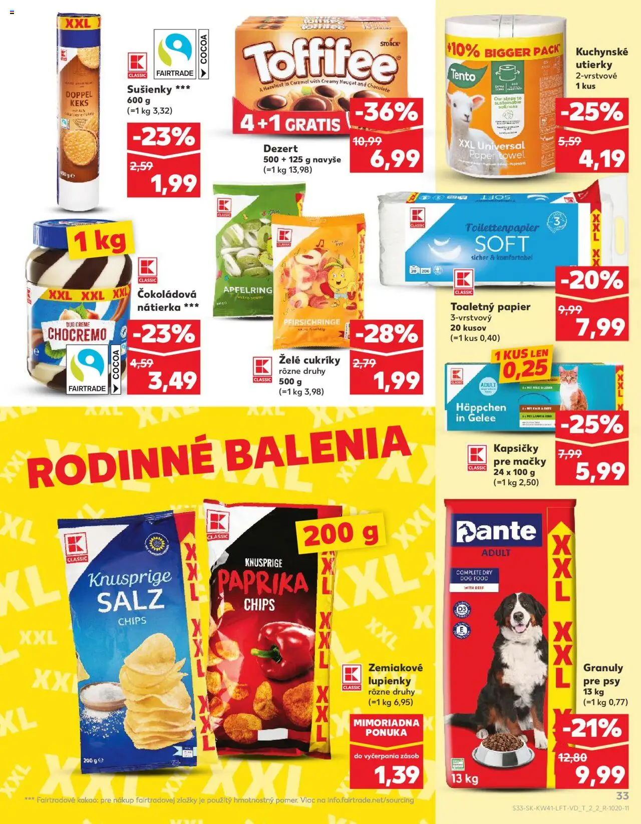 Náhľad Kaufland letáku platného od 09.10.2025 - Paprika, Toaletný papier, Kakao, Toffifee, Kuchynské utierky, Kapsičky pre mačky, Cukríky, Sušienky